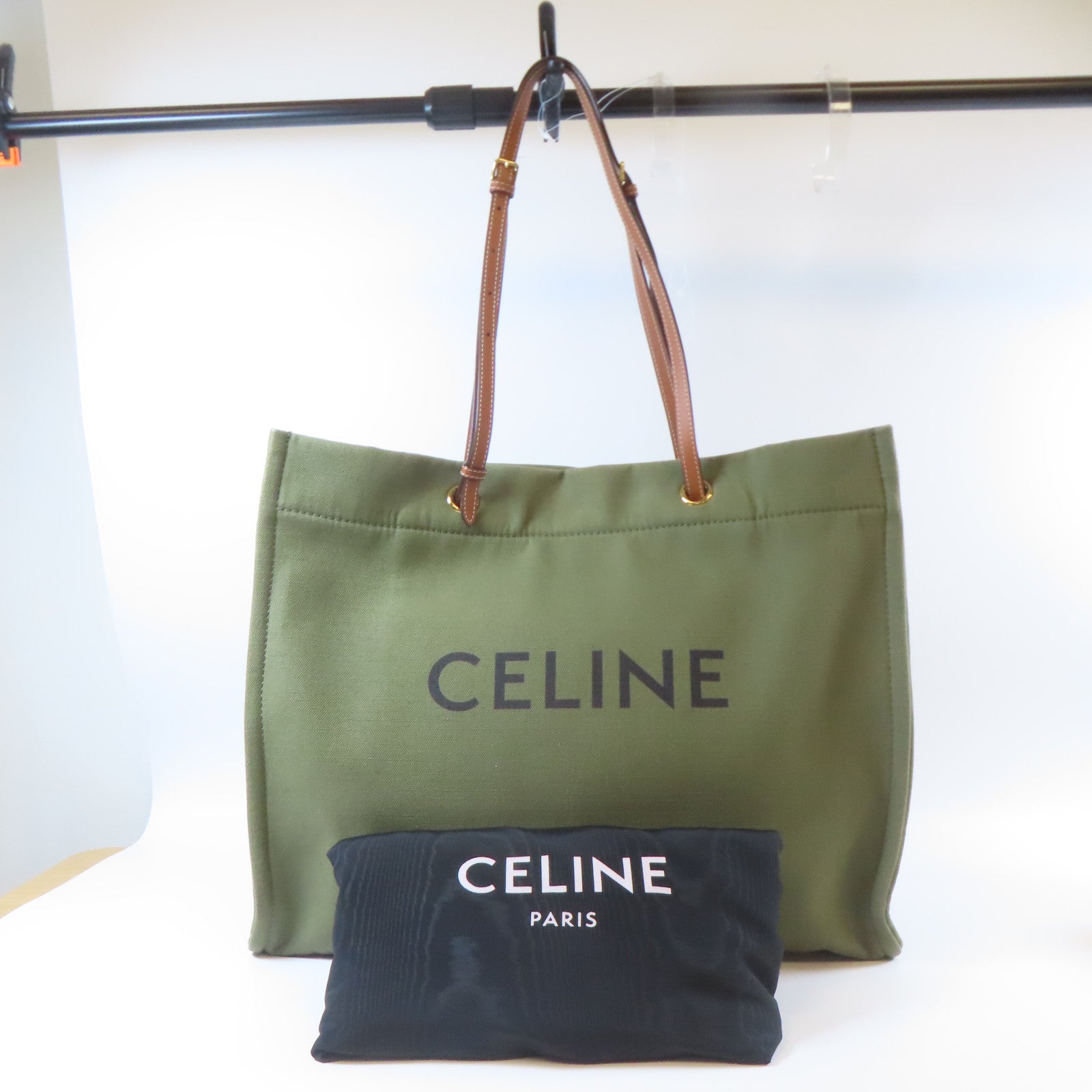CELINE 【激減優惠】帆布Tote Bag金扣手挽袋綠色