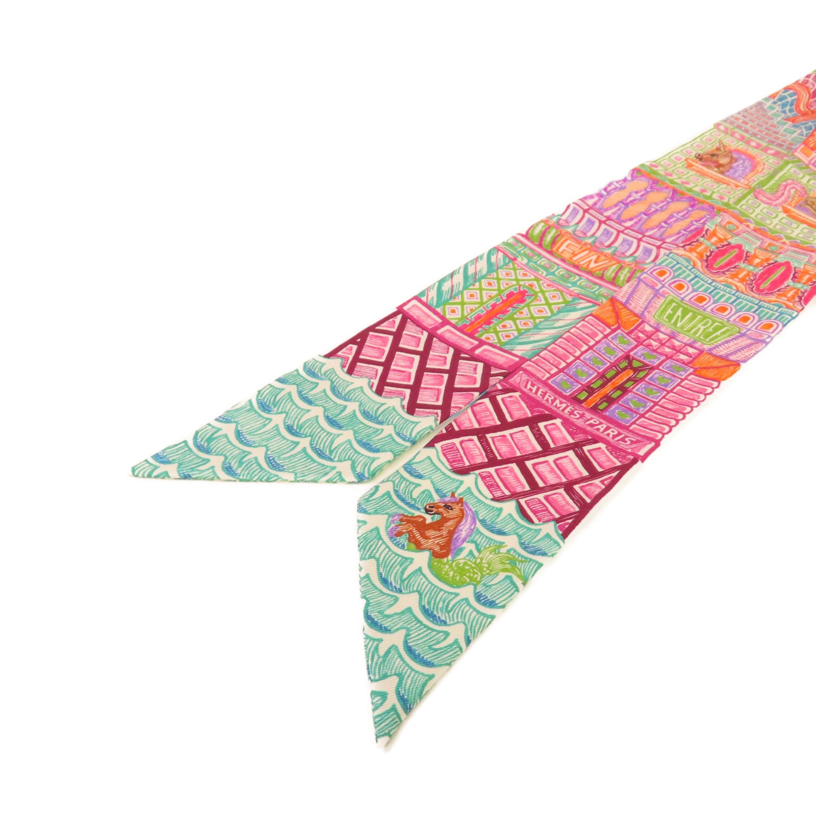 HERMES 【激減優惠】絲質Twilly絲巾藍色/紫色/彩色