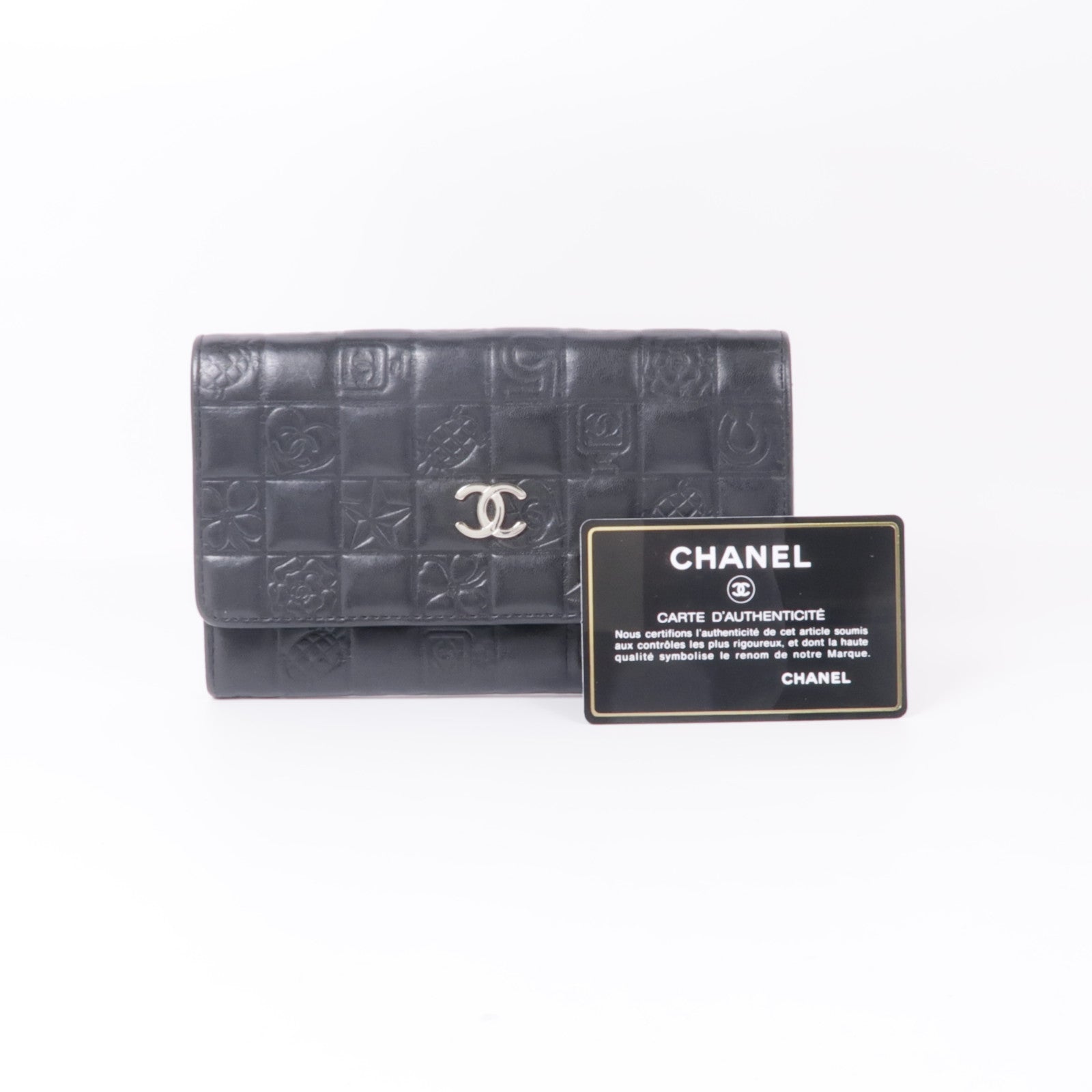 CHANEL 牛皮皮革Vintage Long Wallet銀扣長錢包