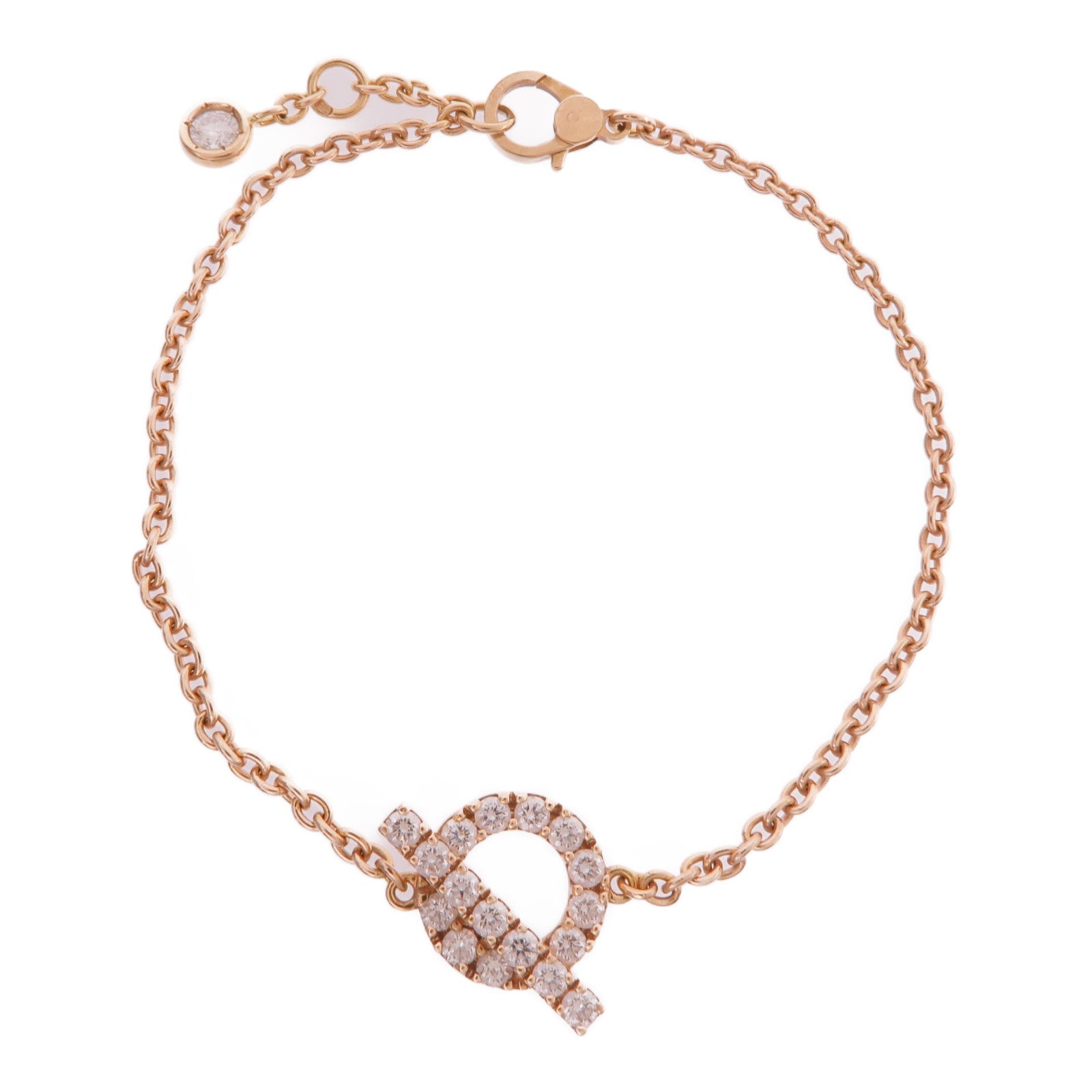 HERMES 18K玫瑰金Finesse Bracelet鑽石手鏈