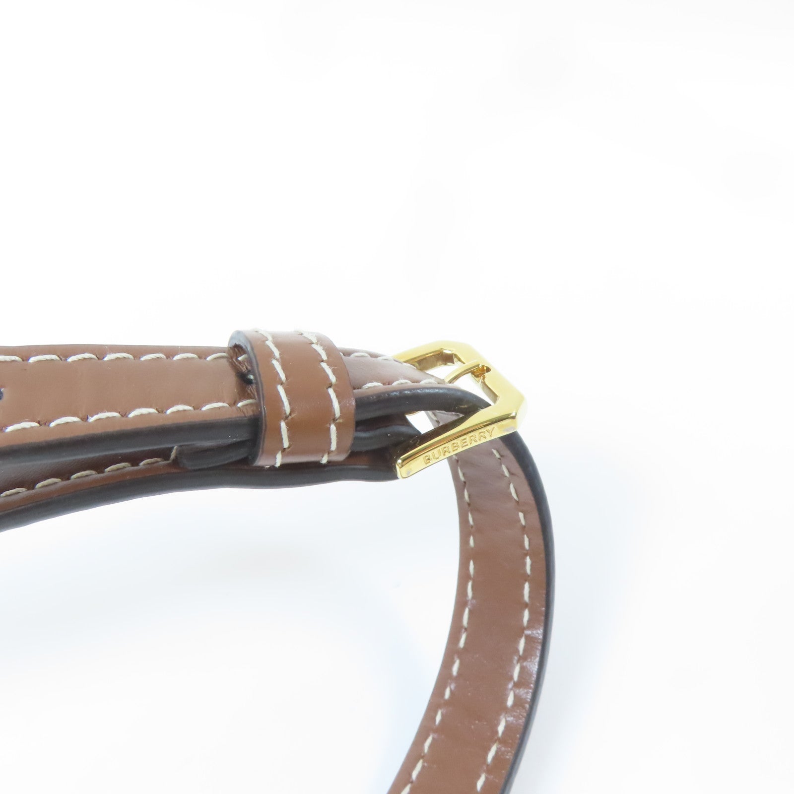 BURBERRY 帆布/牛皮皮革Shoulder Bag金扣肩背袋米色/啡色