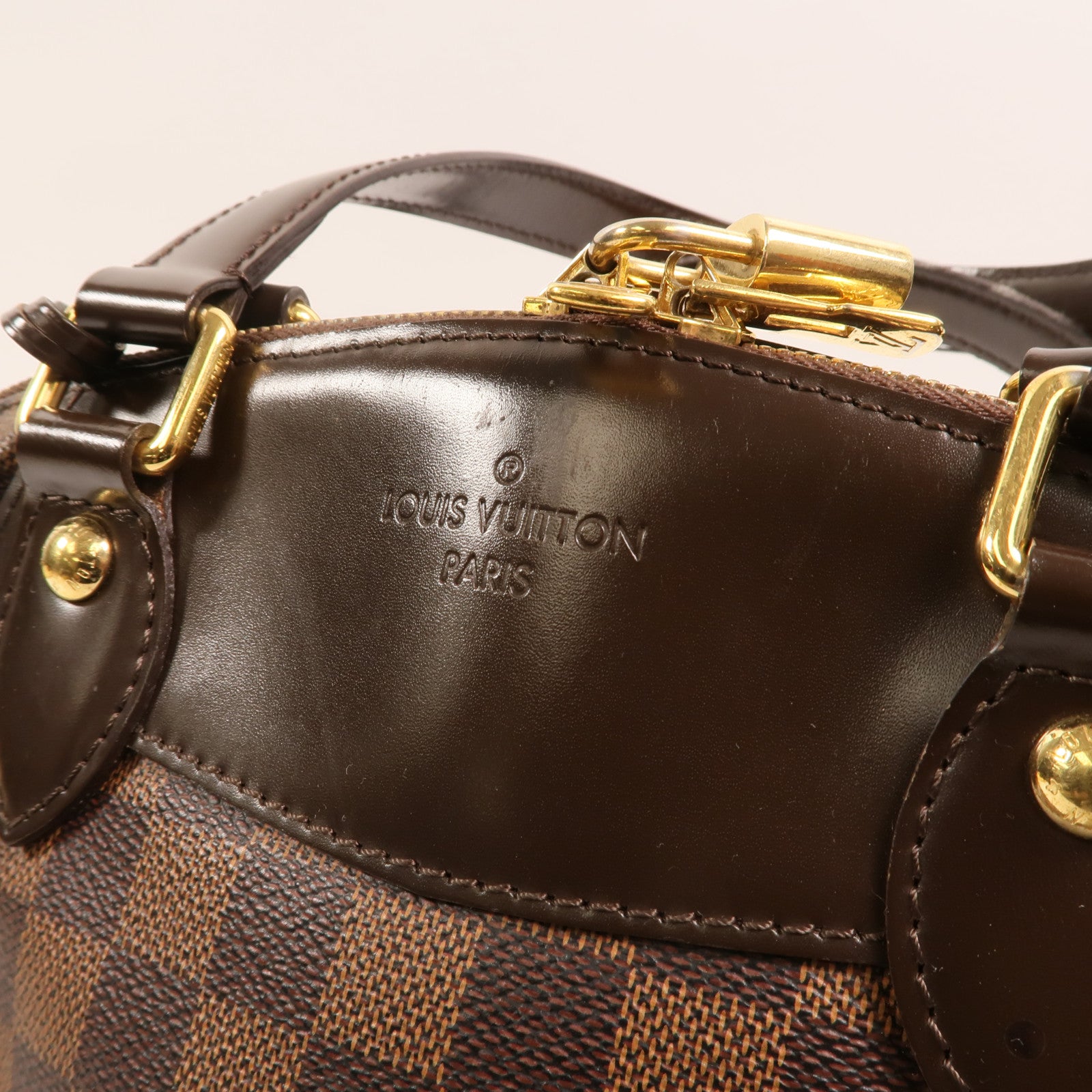 LOUIS VUITTON Damier Verona PM金扣肩背袋棕色