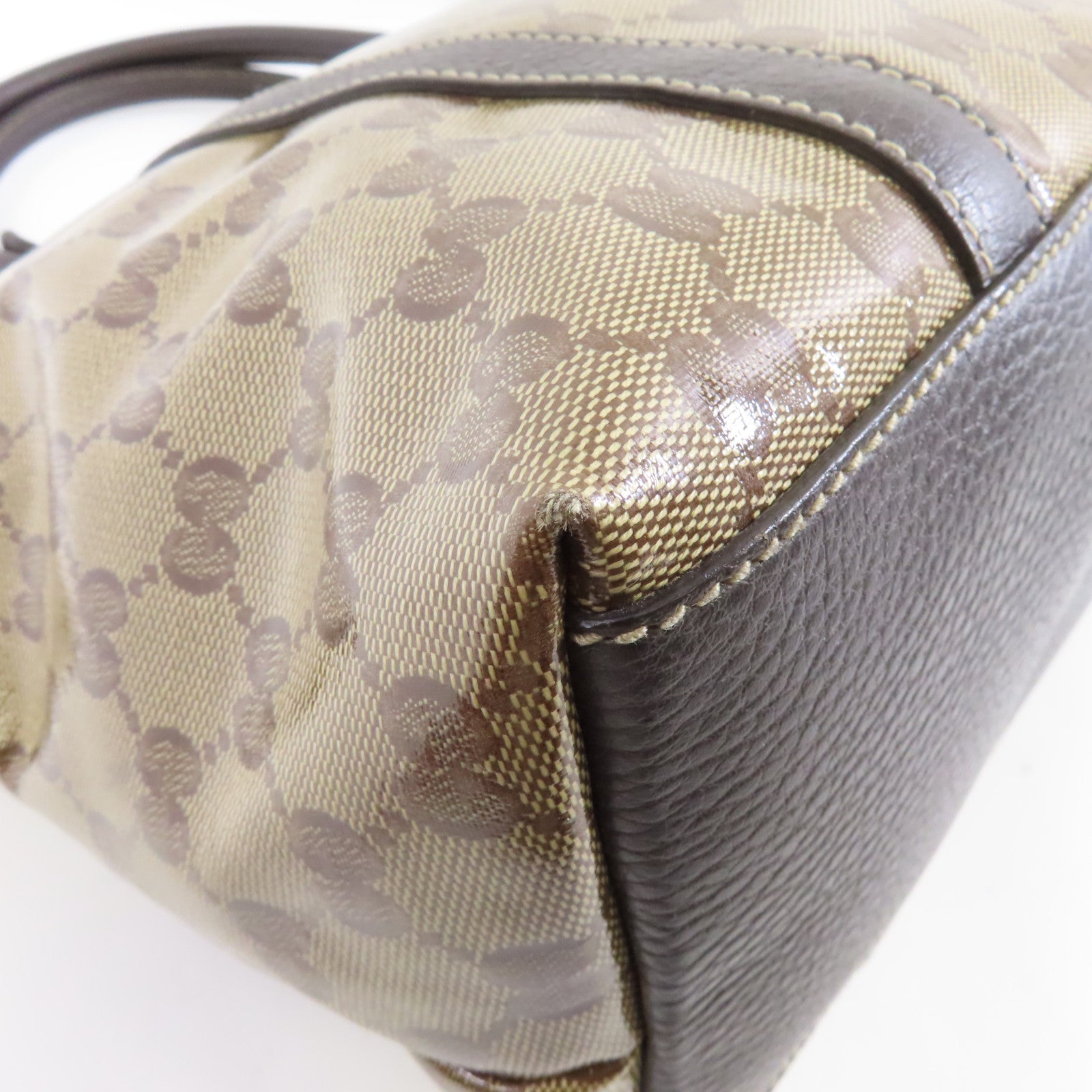 GUCCI PVC Handbag/Shoulder Bag金扣手挽袋/啡色肩背袋