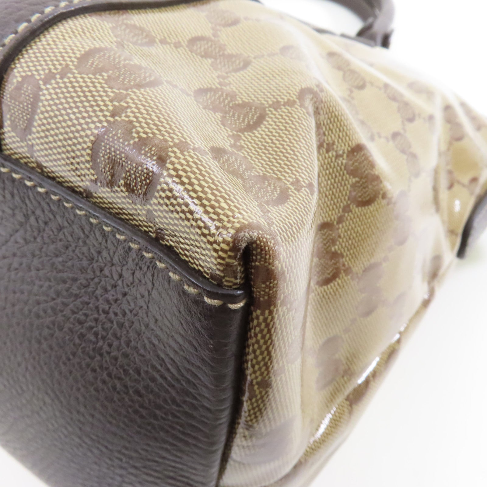 GUCCI PVC Handbag/Shoulder Bag金扣手挽袋/啡色肩背袋