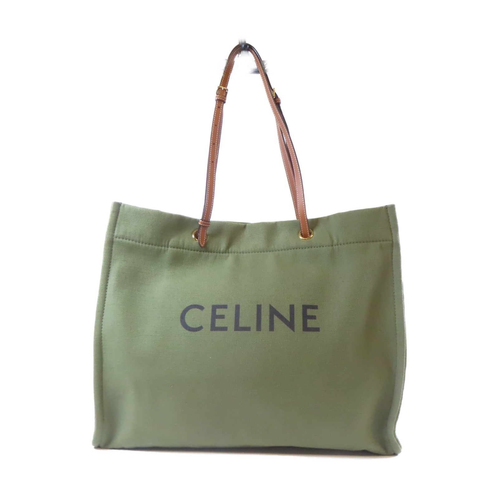 CELINE 【激減優惠】帆布Tote Bag金扣手挽袋綠色