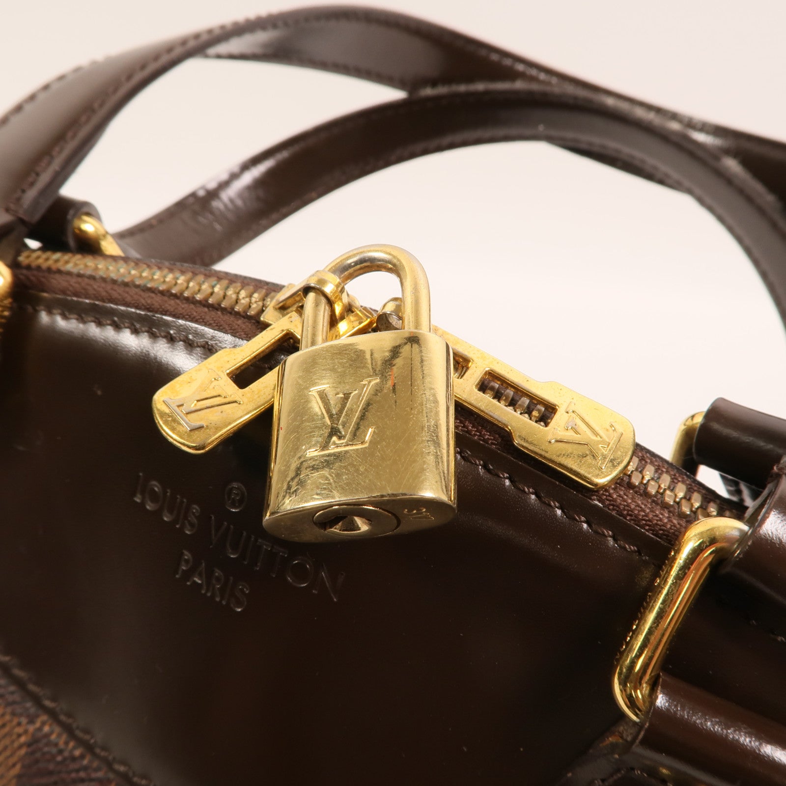 LOUIS VUITTON Damier Verona PM金扣肩背袋棕色