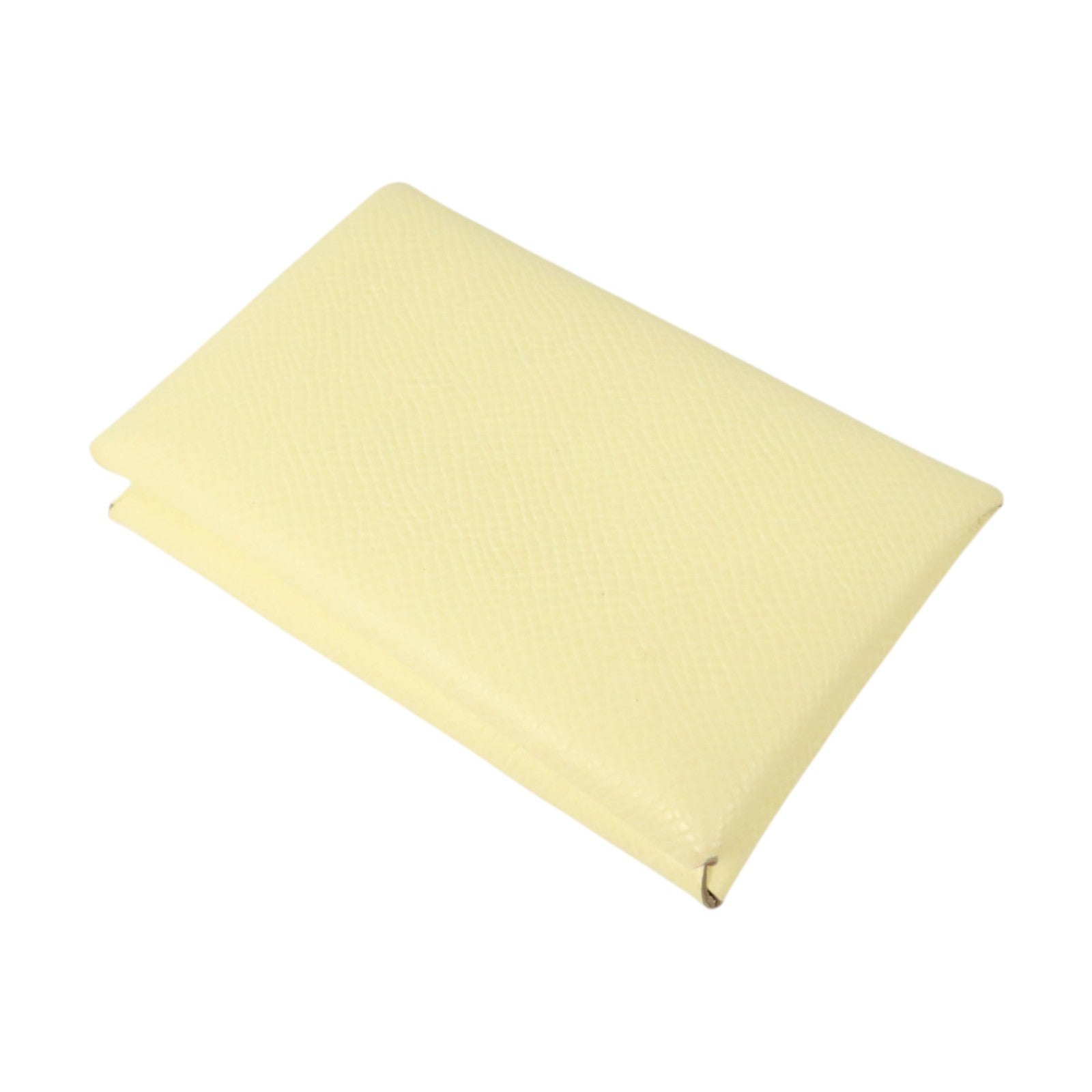 HERMES Epsom皮革Calvi銀扣卡片套Jaune Milton