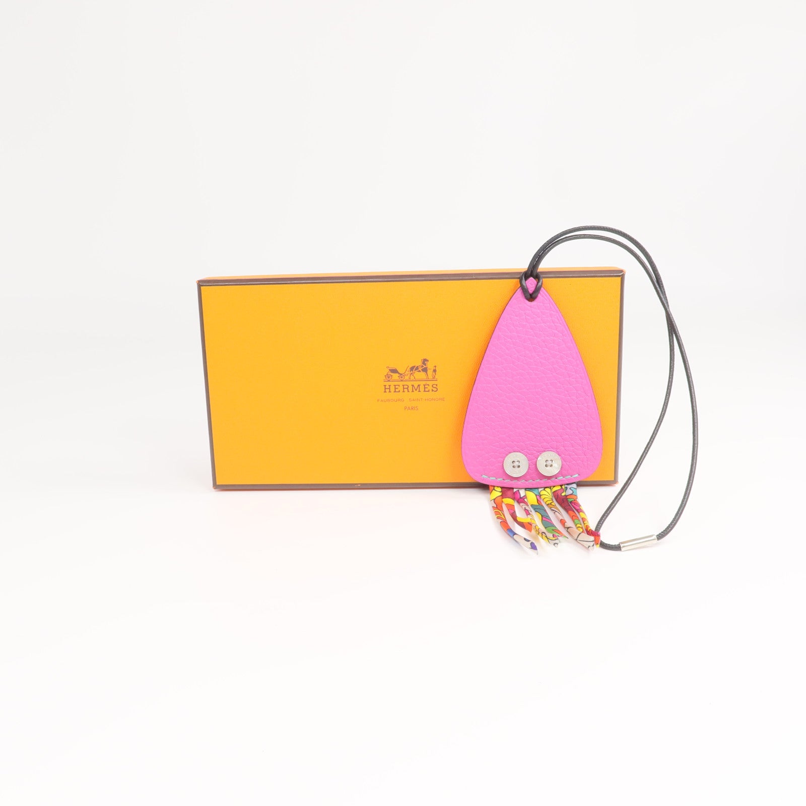 HERMES Clemence/Chevre皮革/絲質H Squid Charm掛飾