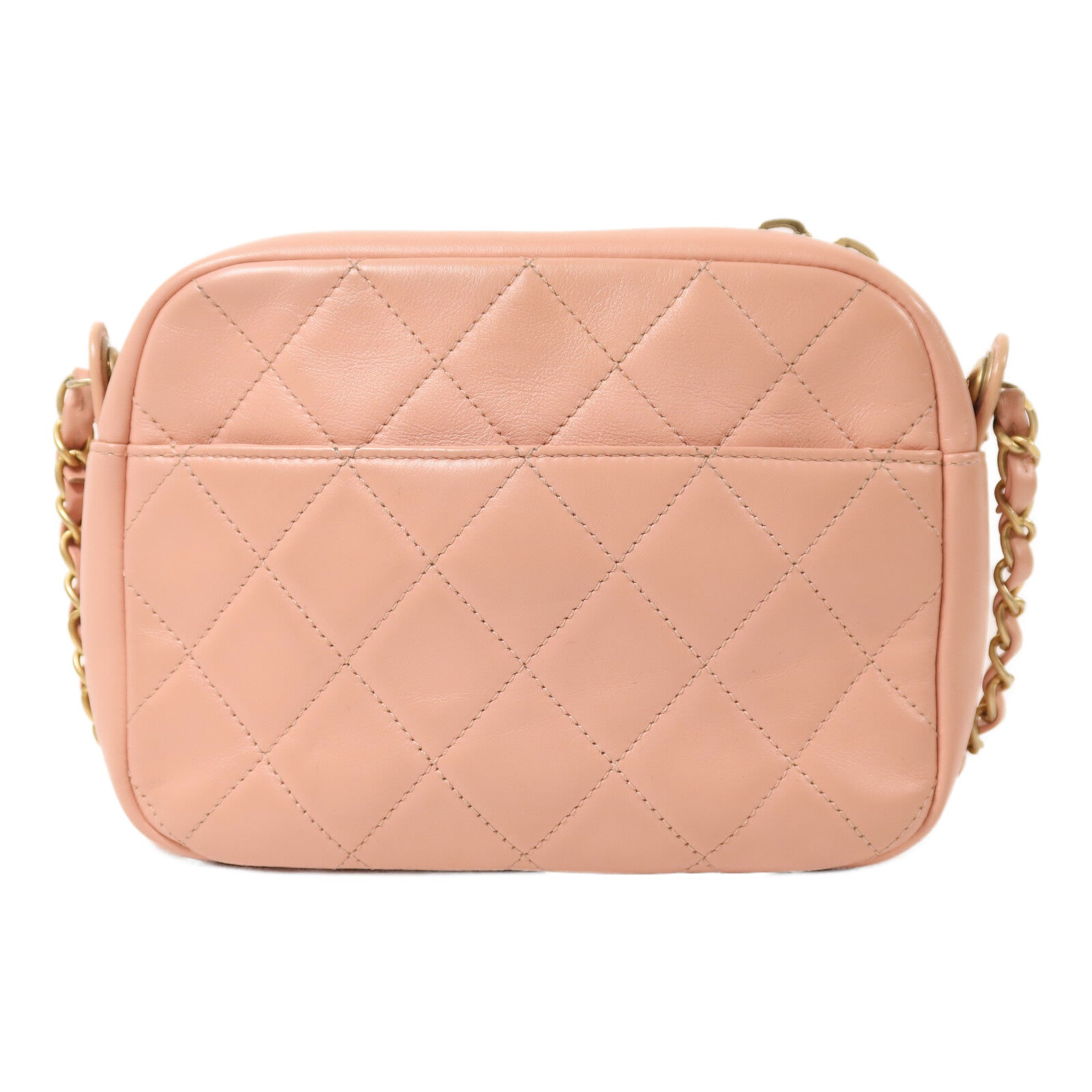 CHANEL 牛皮皮革Camera Shoulder Bag金扣鏈帶肩背袋