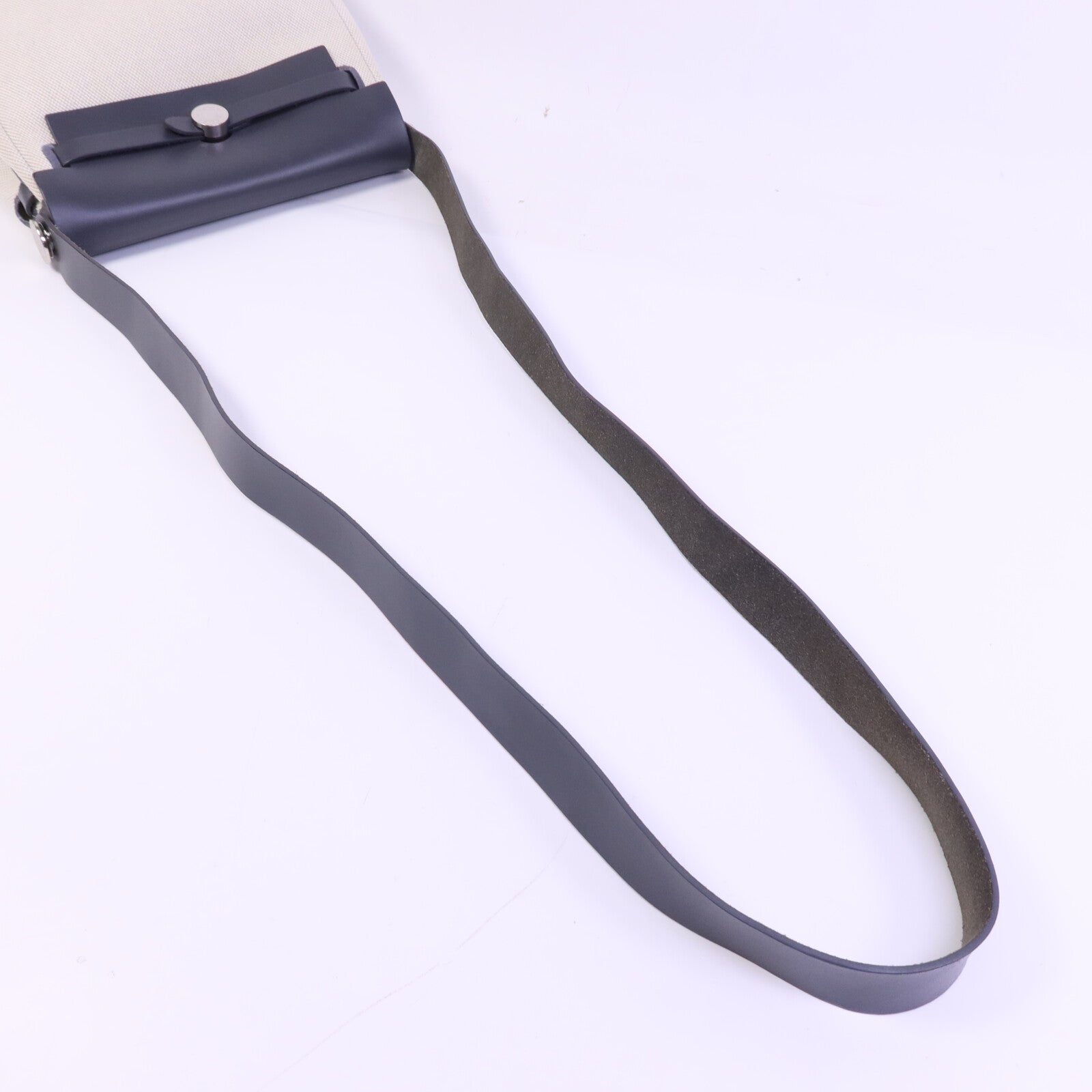 HERMES 帆布Mini Herbag銀扣肩背袋Ardoise