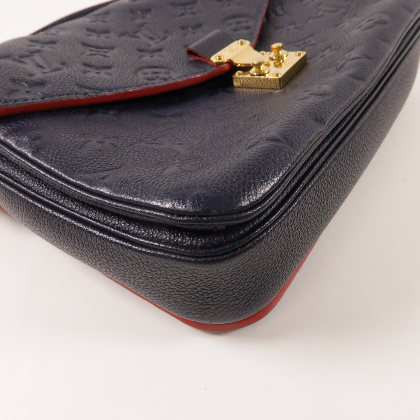 LOUIS VUITTON Monogram Empreinte Pochette Metis金扣手挽肩背兩用袋深藍色