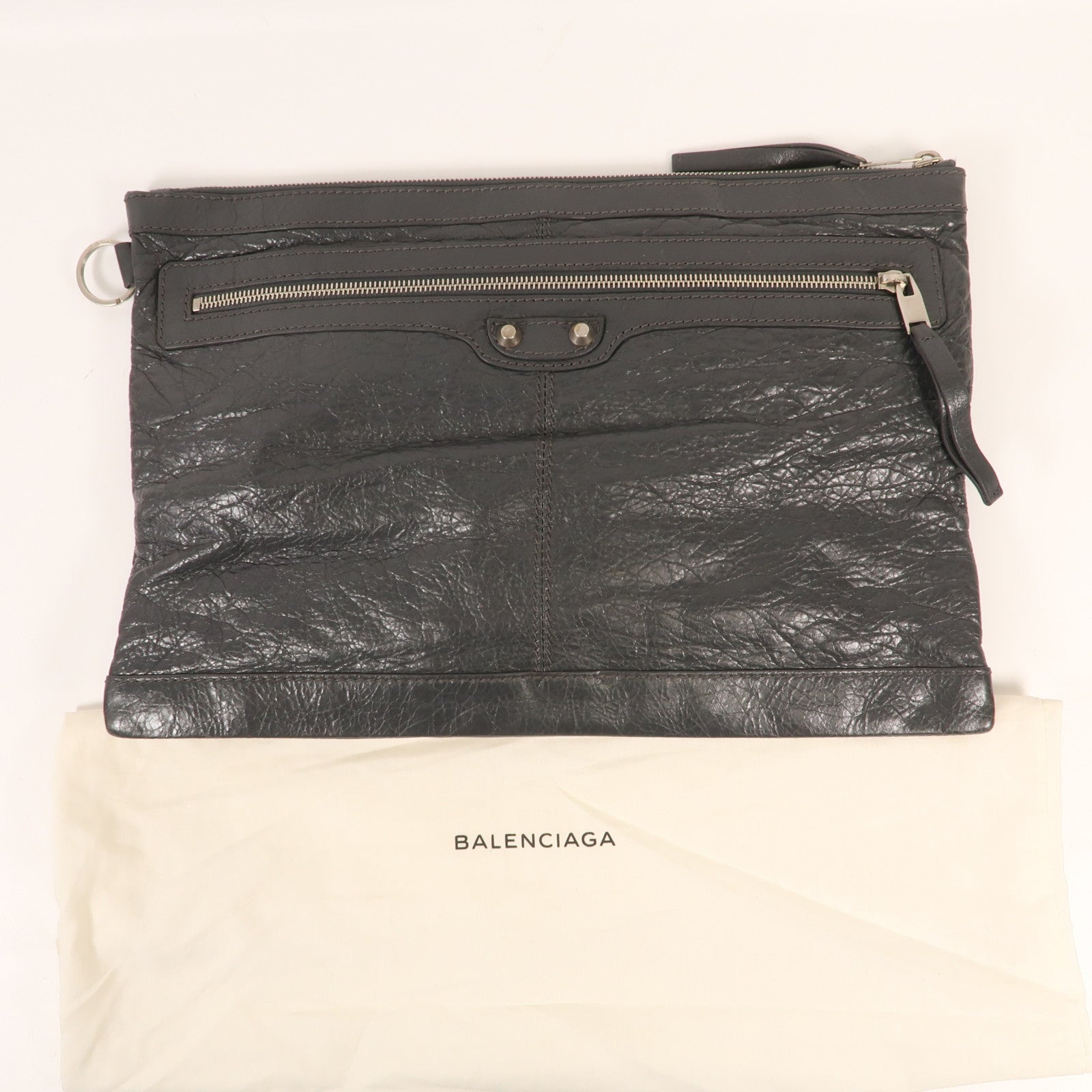 BALENCIAGA 牛皮皮革Classic City Large Pouch銀扣手拿包