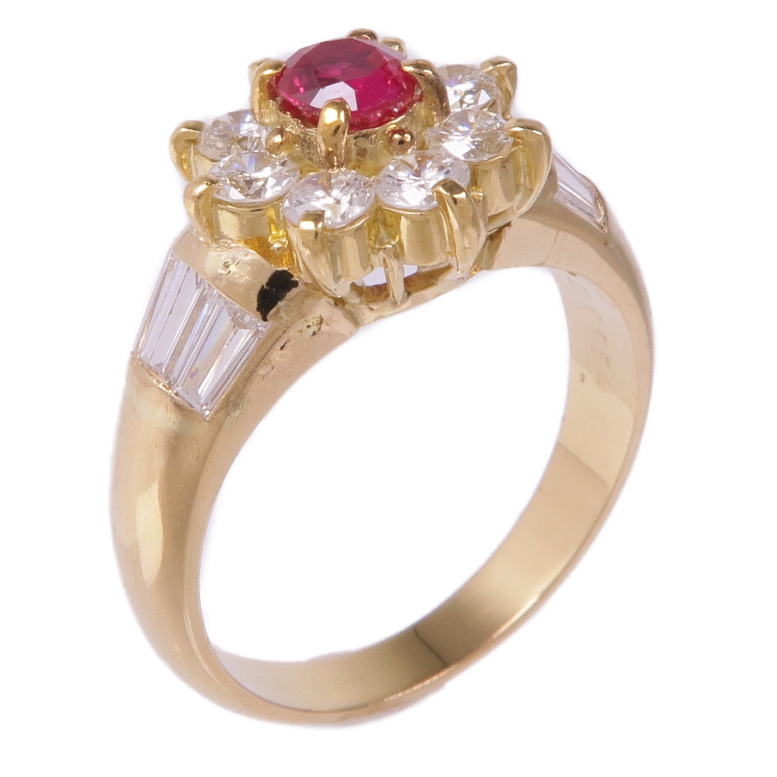 JEWELRY 18K黃金Ruby Diamond Ring紅寶石/鑽石戒指US#6