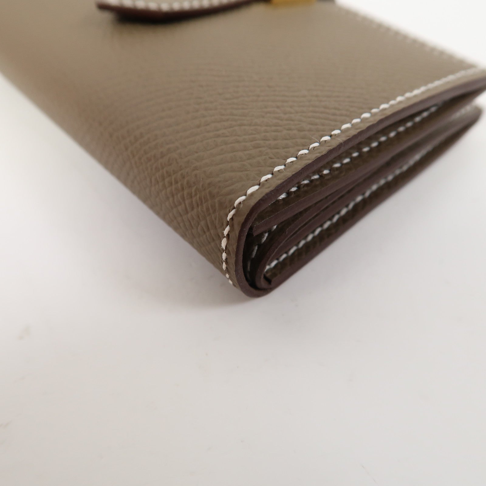 HERMES Epsom皮革Bearn Mini Wallet金扣錢包大象灰色