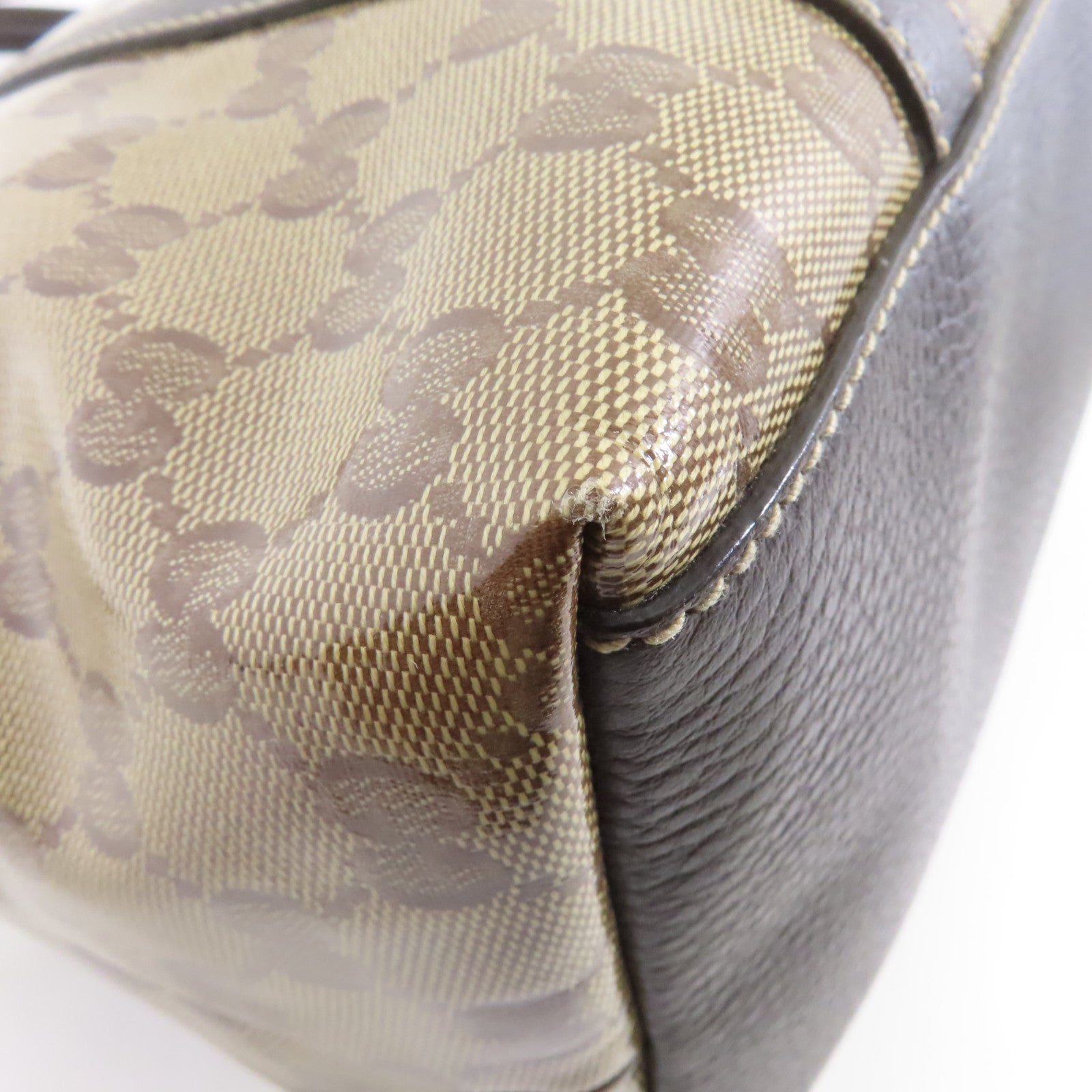 GUCCI PVC Handbag/Shoulder Bag金扣手挽袋/啡色肩背袋
