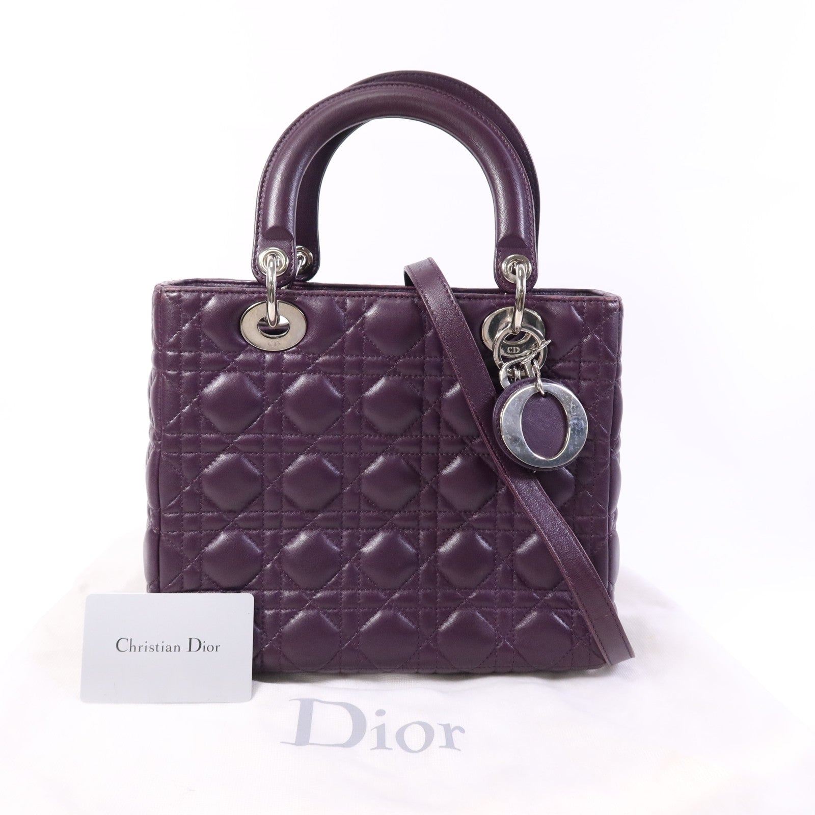 Dior 【激減優惠】羊皮皮革Lady Dior金扣手挽肩背兩用袋