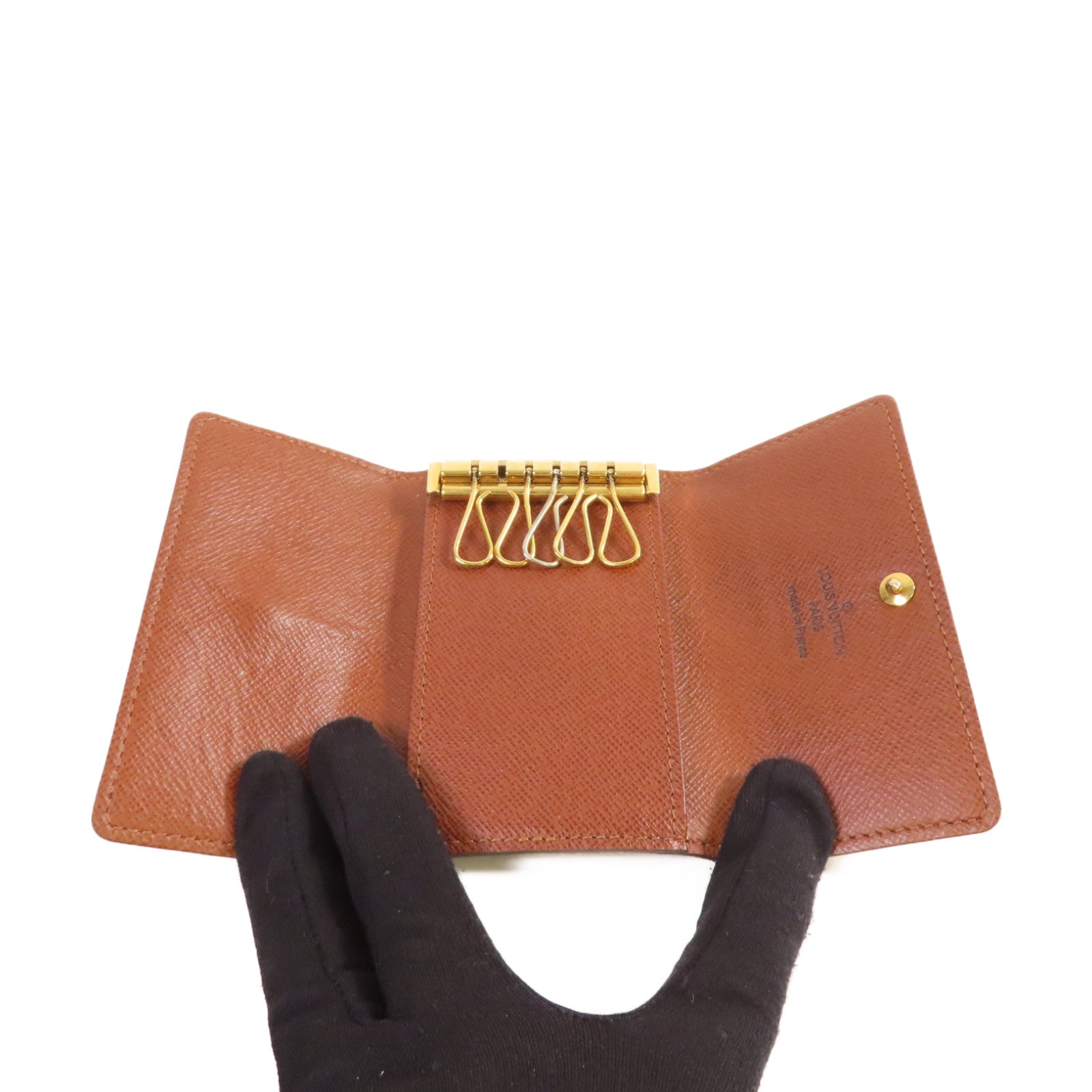 LOUIS VUITTON Monogram 5 Key Holder金扣鎖匙包啡色