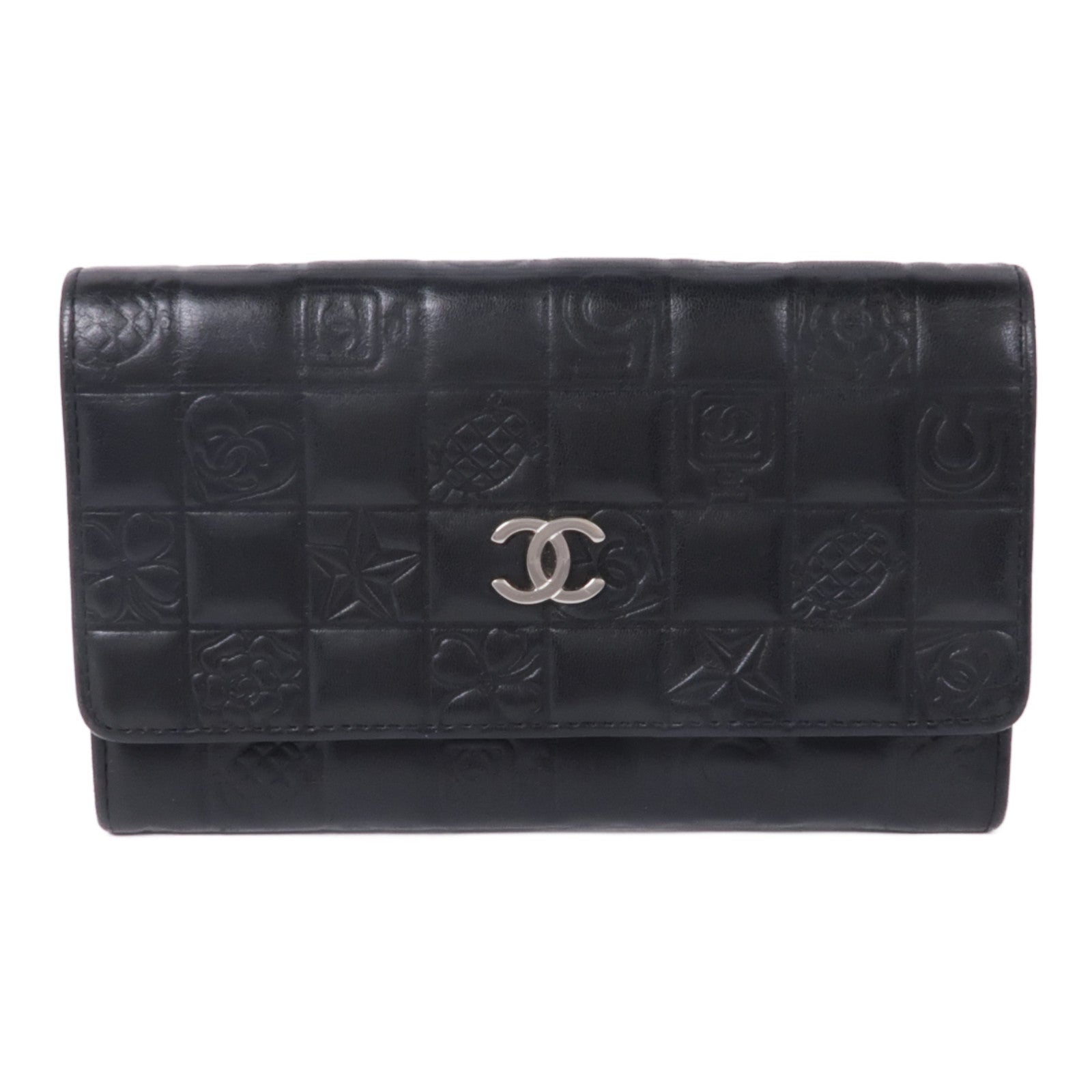 CHANEL 牛皮皮革Vintage Long Wallet銀扣長錢包