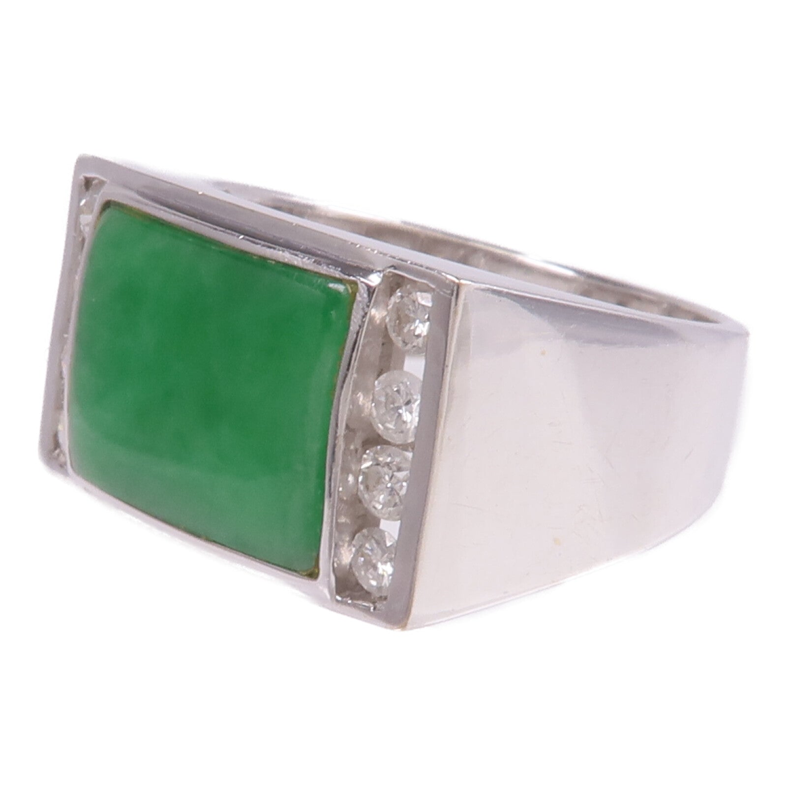 JEWELRY 18K白金Jade Diamond Ring翡翠/鑽石戒指US#8.5