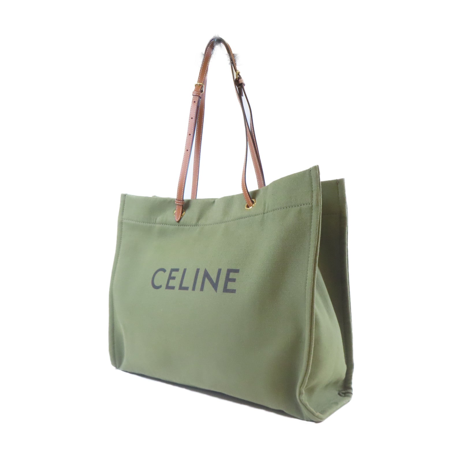 CELINE 【激減優惠】帆布Tote Bag金扣手挽袋綠色