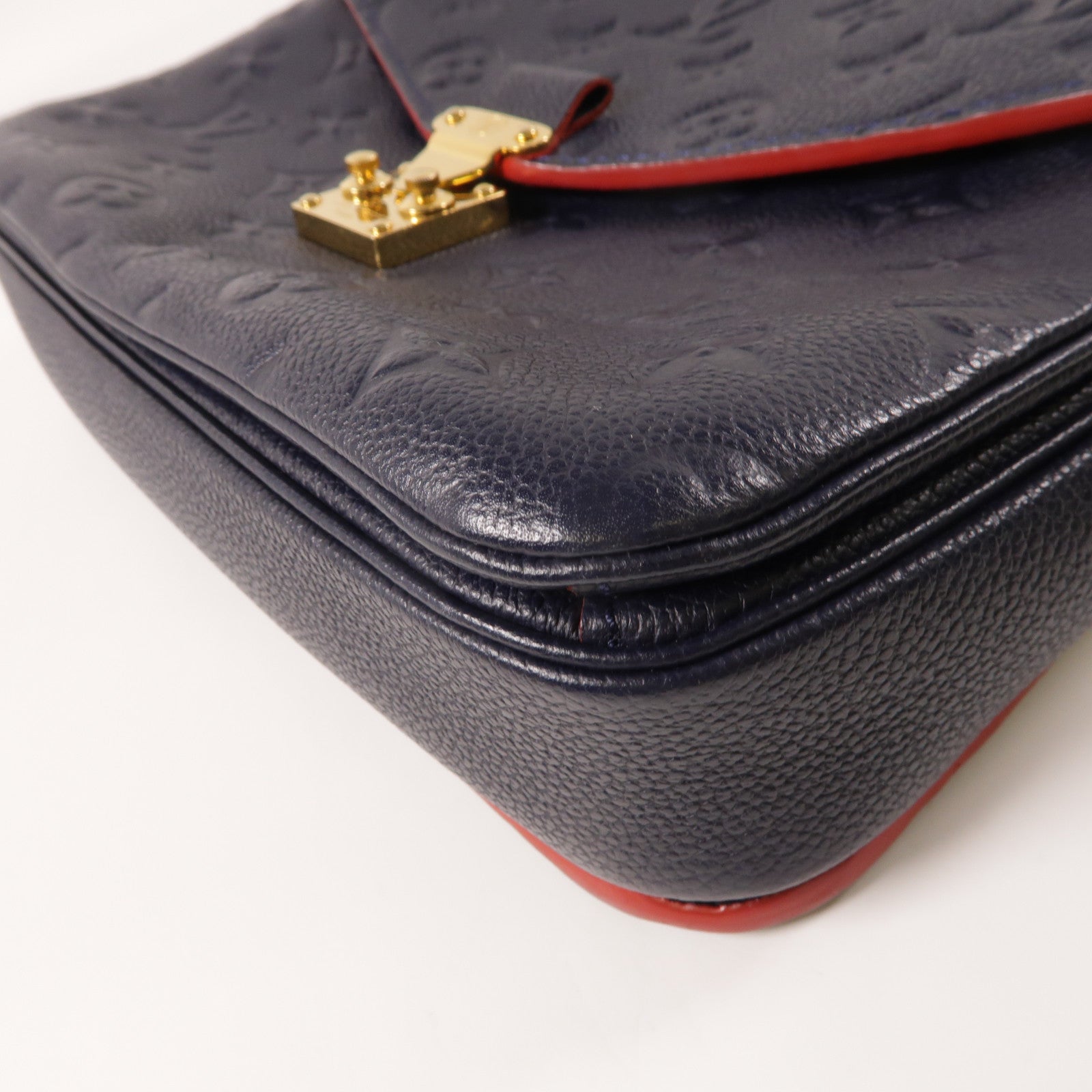 LOUIS VUITTON Monogram Empreinte Pochette Metis金扣手挽肩背兩用袋深藍色