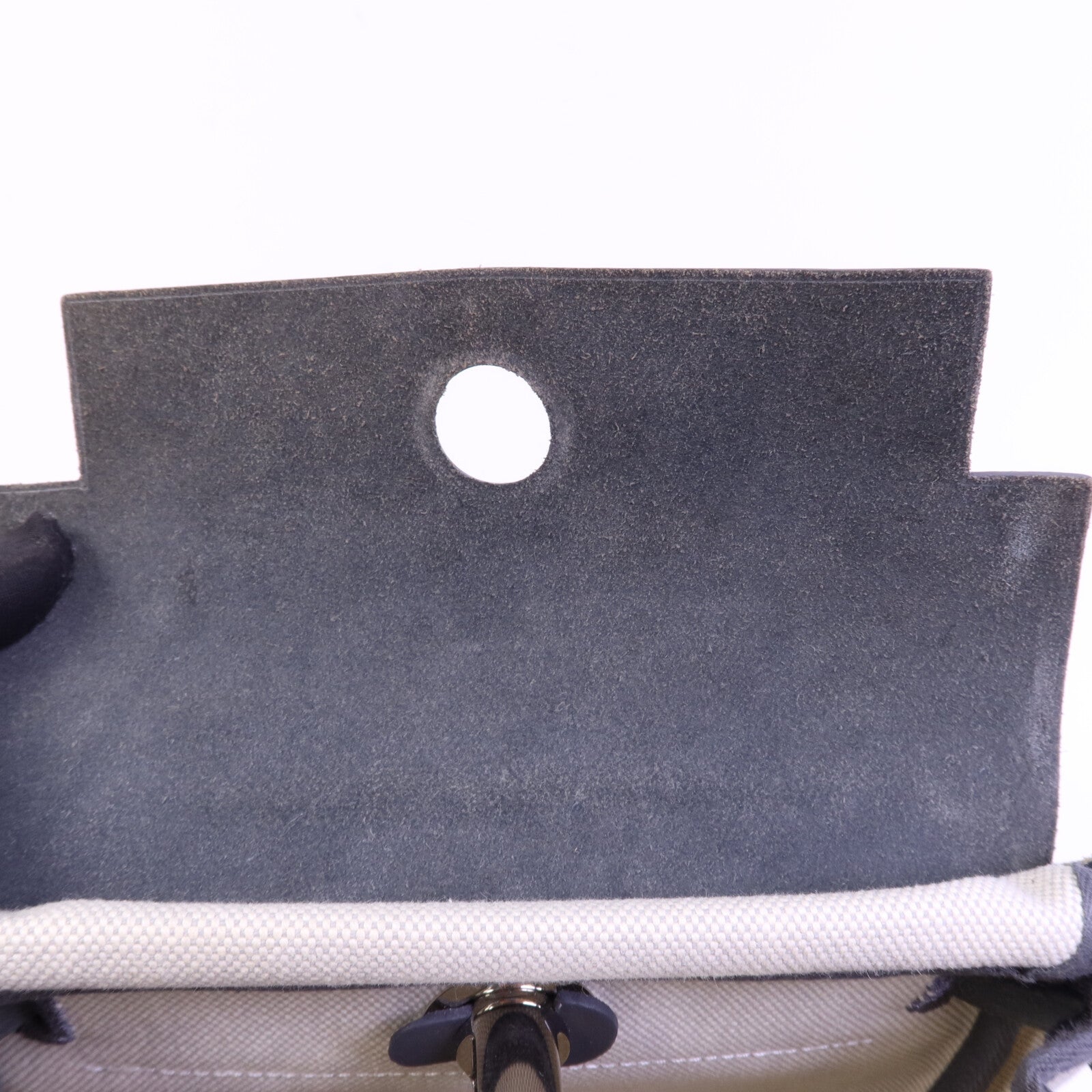 HERMES 帆布Mini Herbag銀扣肩背袋Ardoise