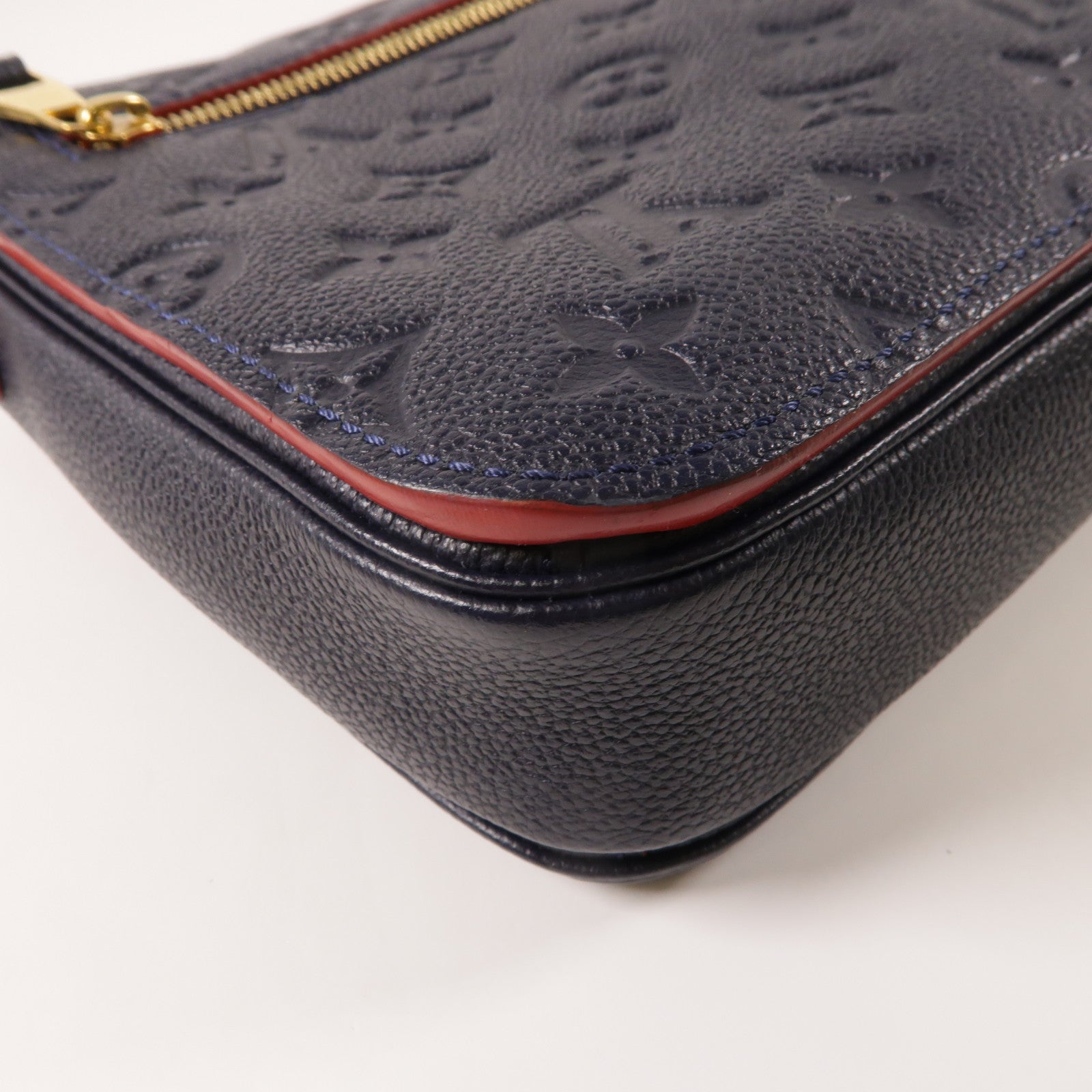 LOUIS VUITTON Monogram Empreinte Pochette Metis金扣手挽肩背兩用袋深藍色