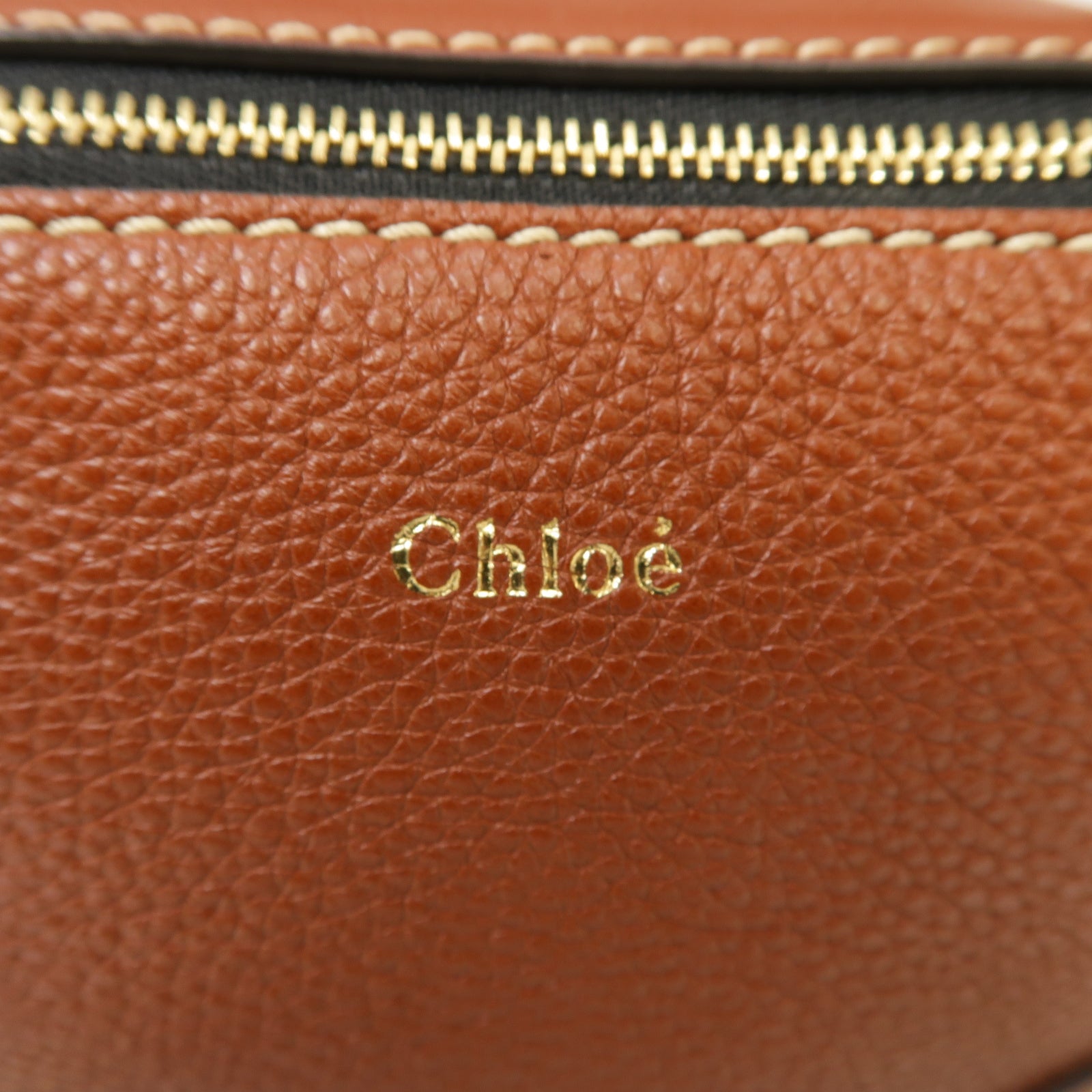 Chloe 牛皮皮革Mini Davia金扣手挽肩背兩用袋棕色