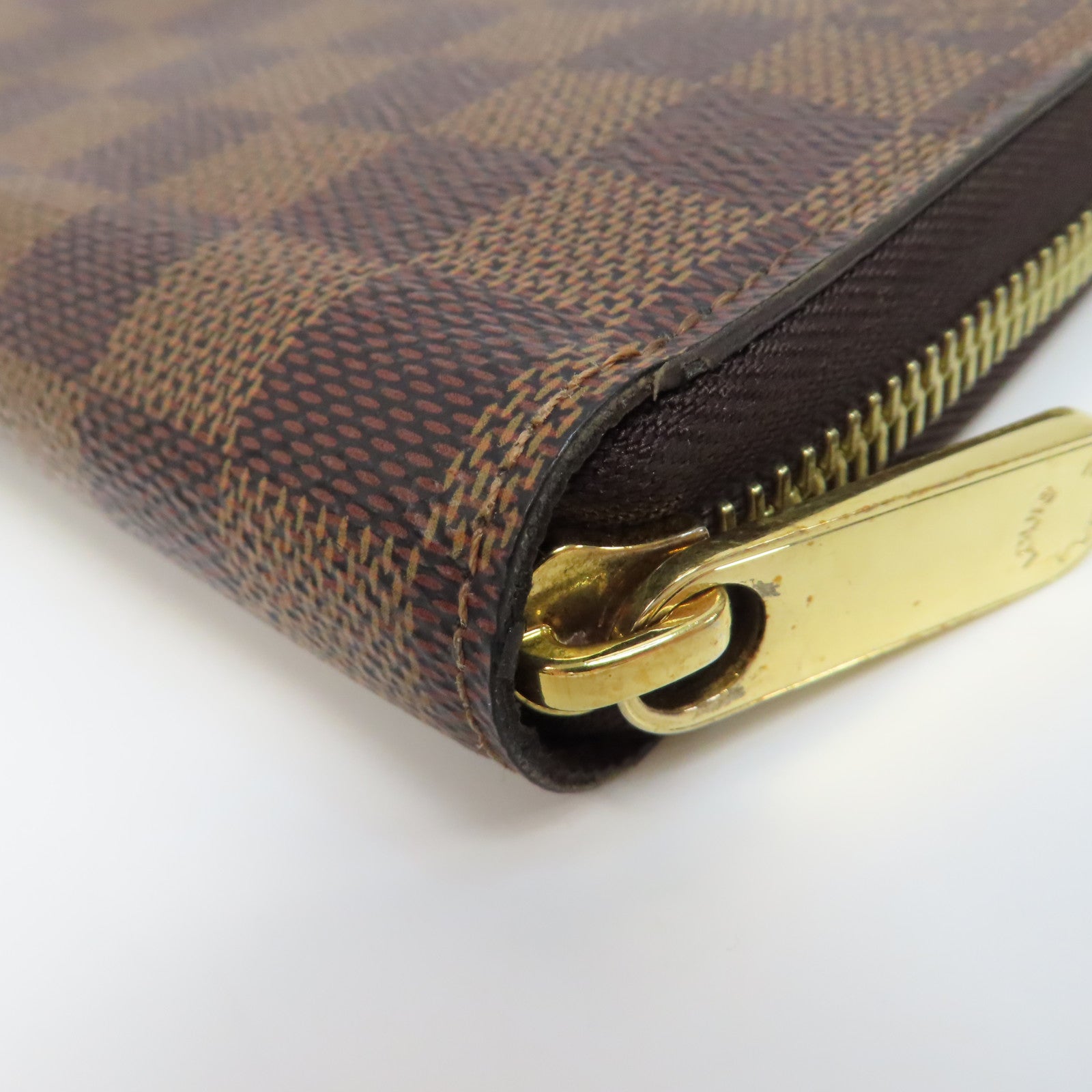 LOUIS VUITTON Damier Zipper Wallet金扣長錢包啡色