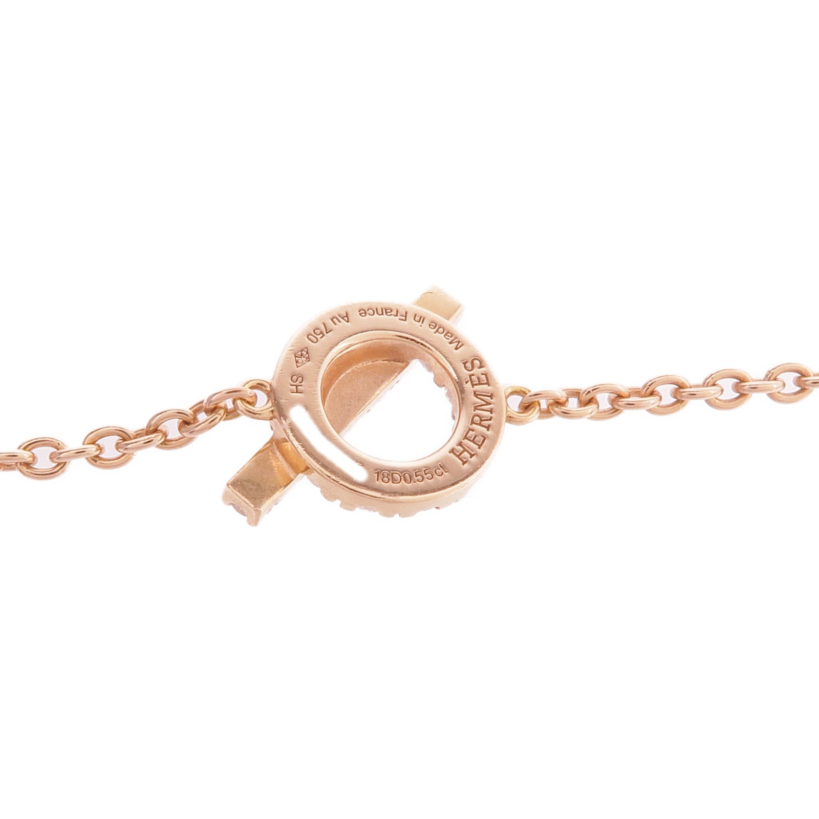 HERMES 18K玫瑰金Finesse Bracelet鑽石手鏈
