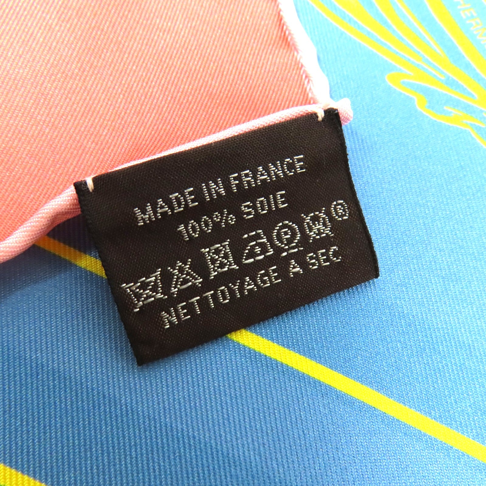 HERMES Scarf 90X90 Silk Pink Blue