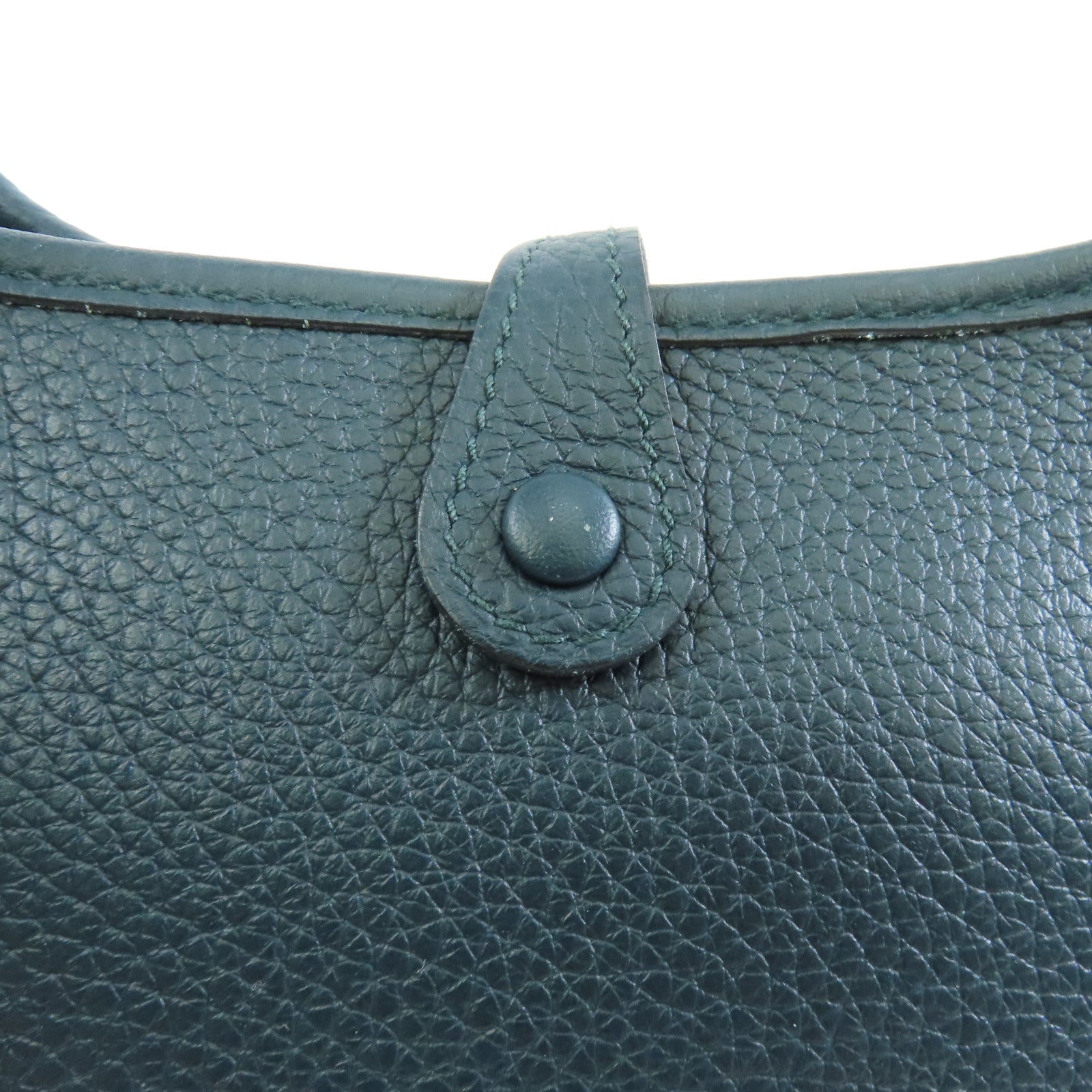 HERMES Clemence皮革Evelyne TPM銀扣肩背袋深綠色
