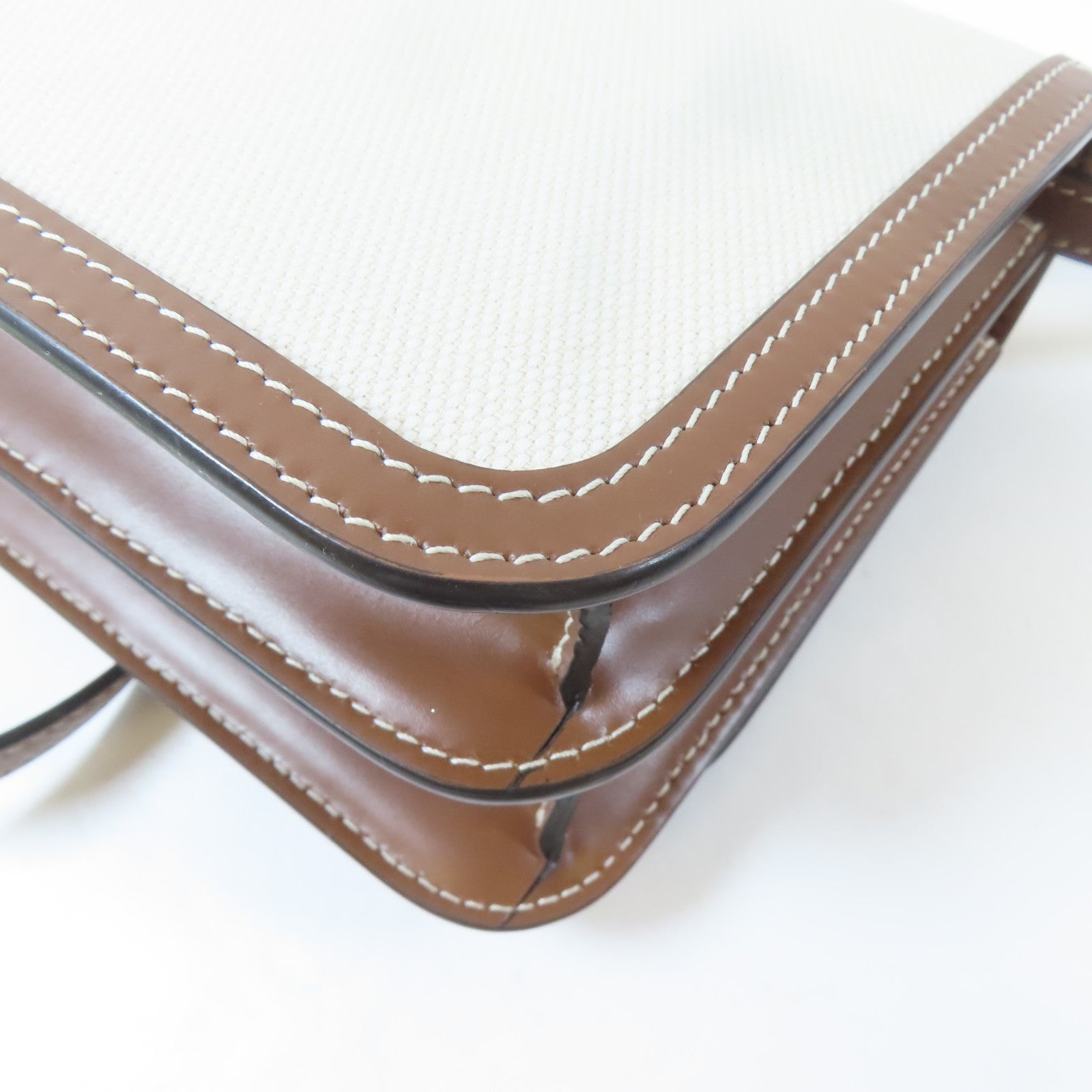 BURBERRY 帆布/牛皮皮革Shoulder Bag金扣肩背袋米色/啡色