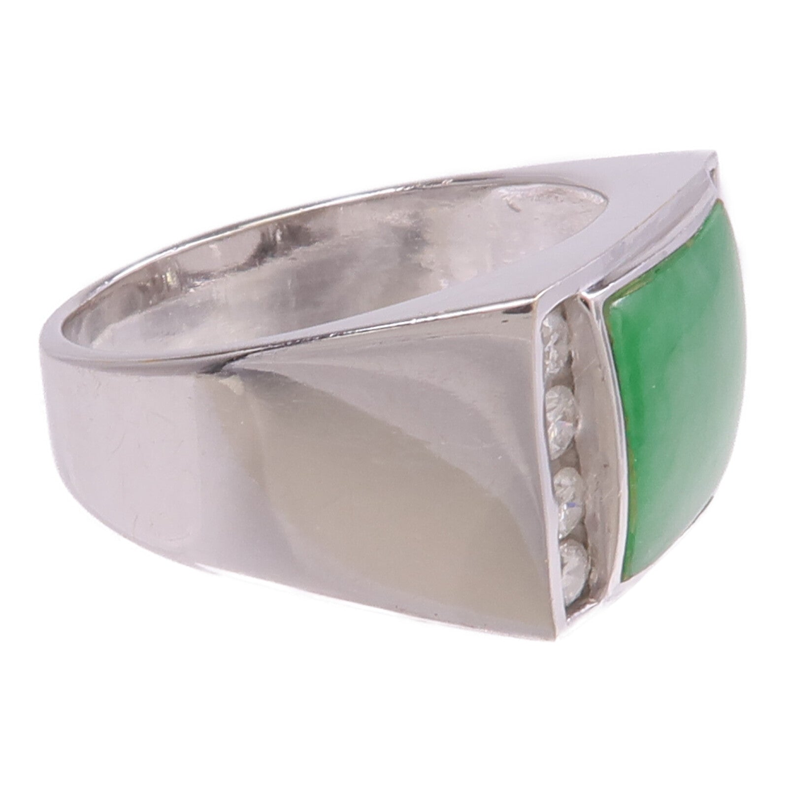 JEWELRY 18K白金Jade Diamond Ring翡翠/鑽石戒指US#8.5
