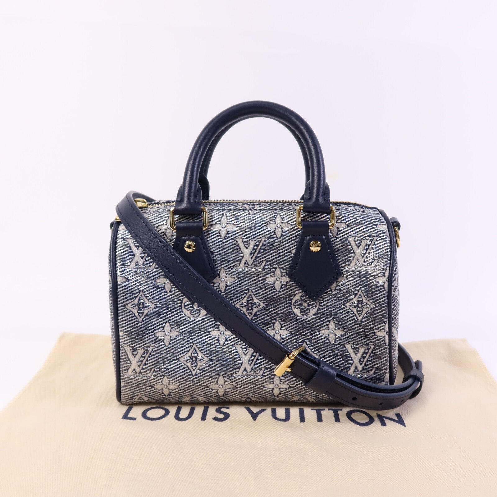 LOUIS VUITTON Monogram Laminated Jacquard Speedy Bandoulière 20金扣手挽肩背兩用袋