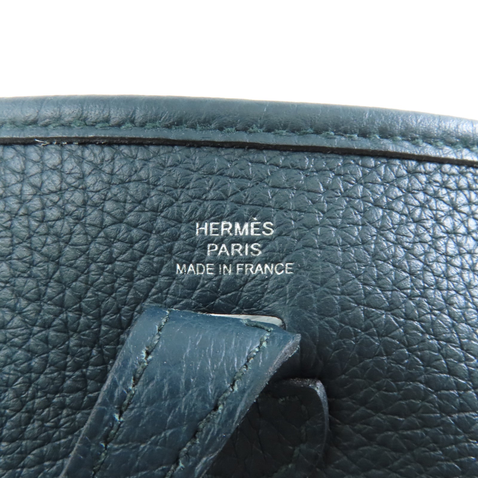 HERMES Clemence皮革Evelyne TPM銀扣肩背袋深綠色