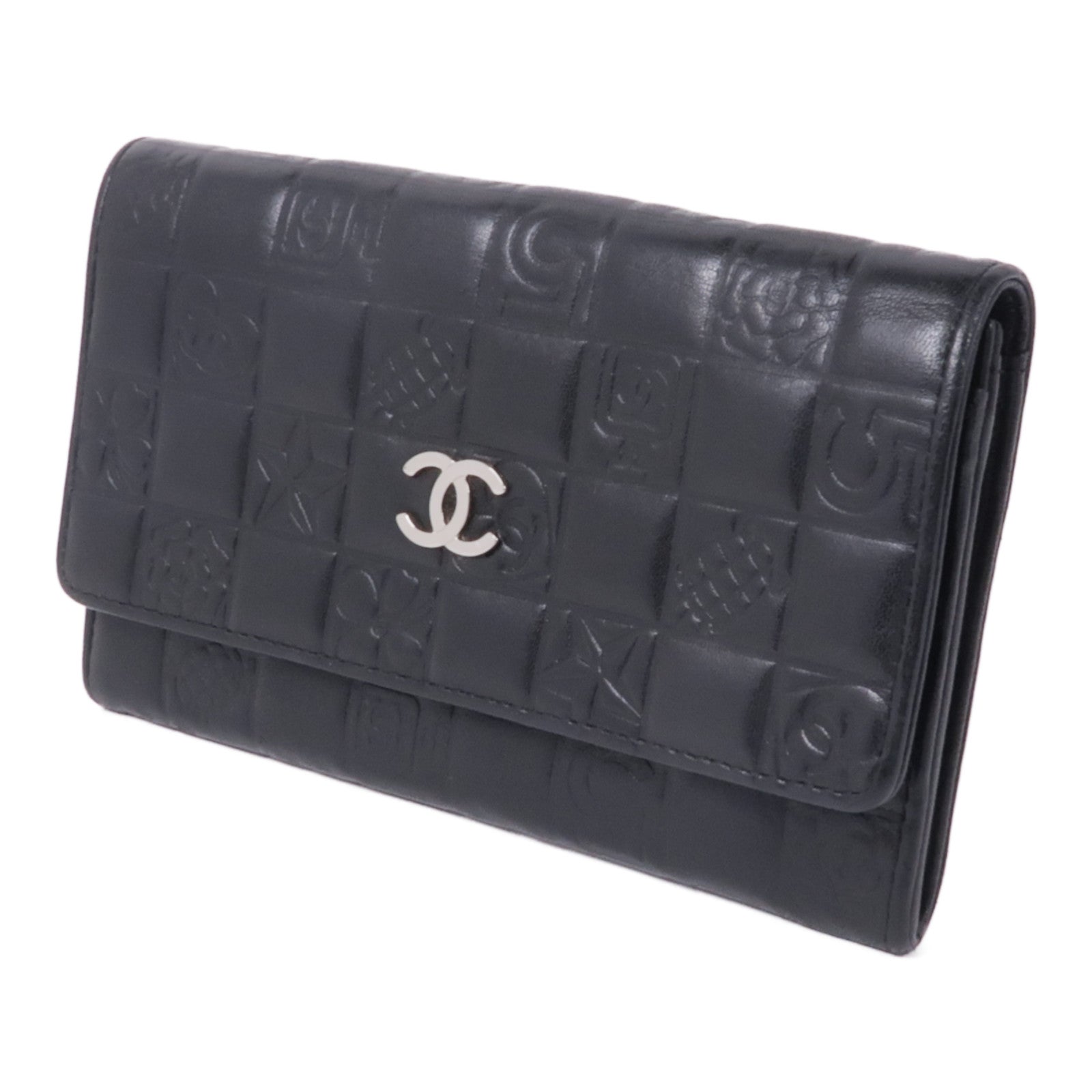 CHANEL 牛皮皮革Vintage Long Wallet銀扣長錢包