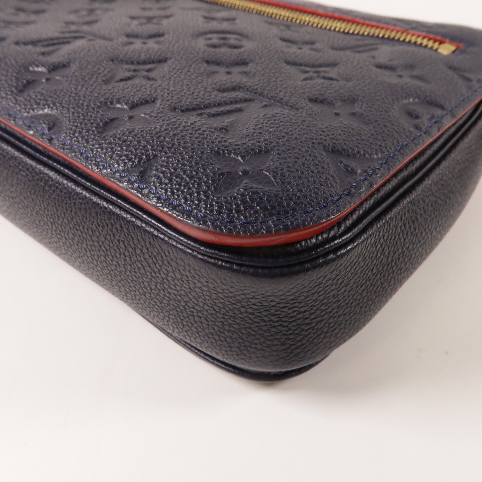 LOUIS VUITTON Monogram Empreinte Pochette Metis金扣手挽肩背兩用袋深藍色