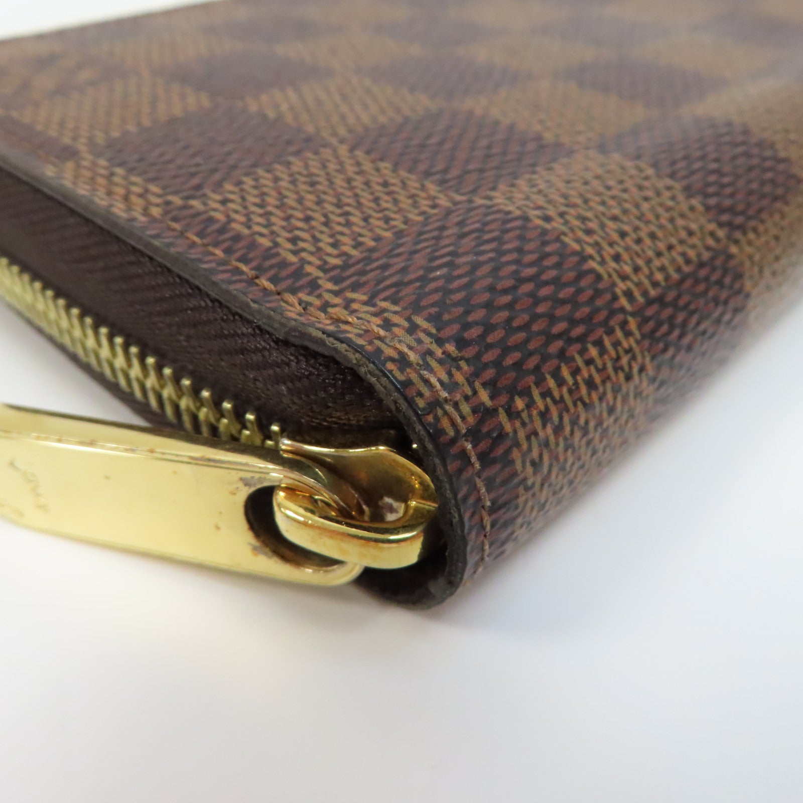 LOUIS VUITTON Damier Zipper Wallet金扣長錢包啡色