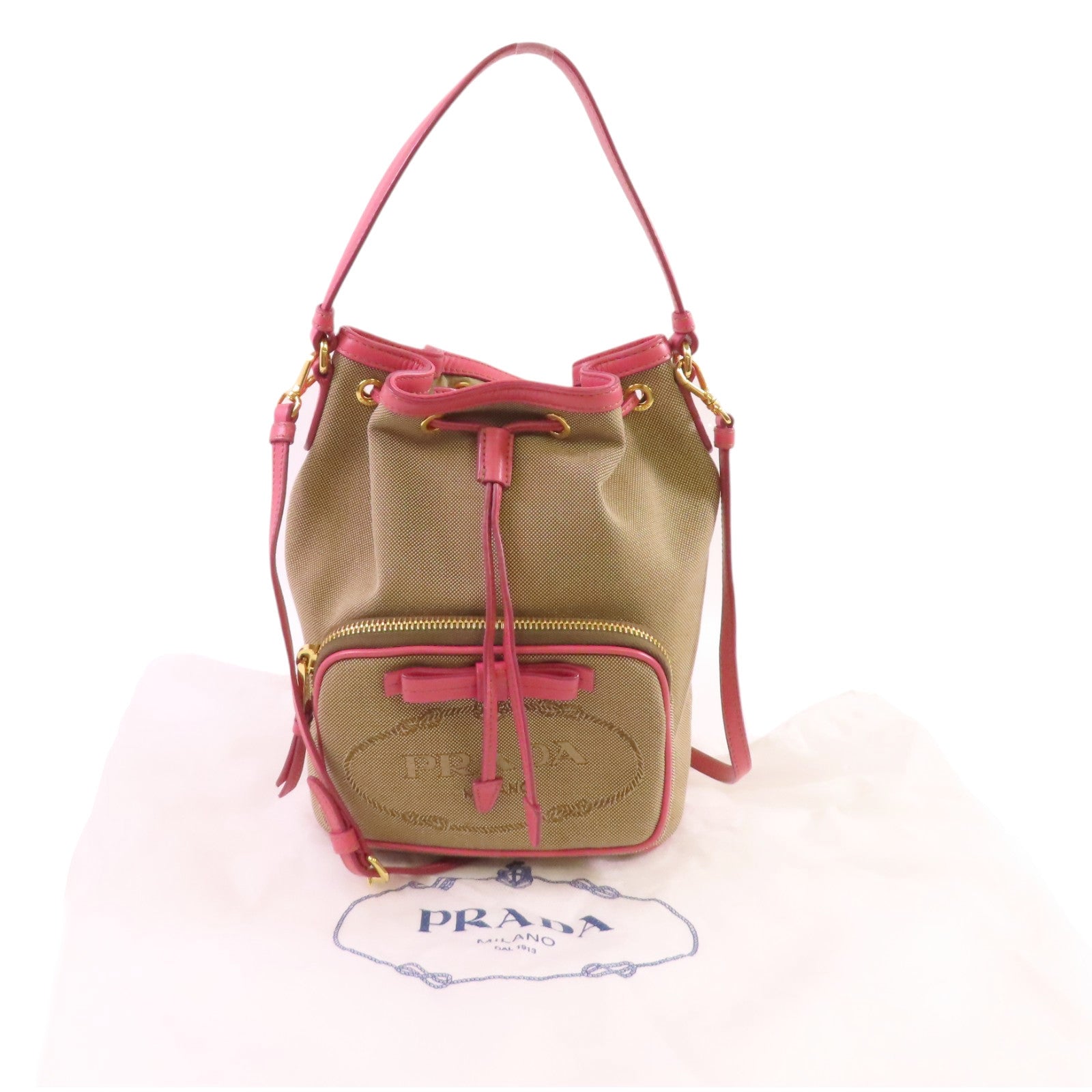 PRADA 帆布Mini Bucket 2Way Shoulder Bag手挽肩背兩用袋