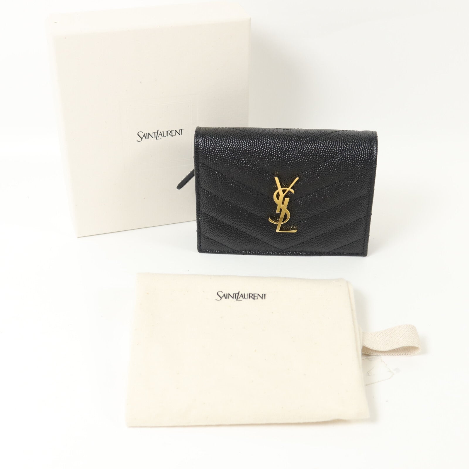 SAINT LAURENT 牛皮皮革Cassandre Matelasse Flap Card Case錢包