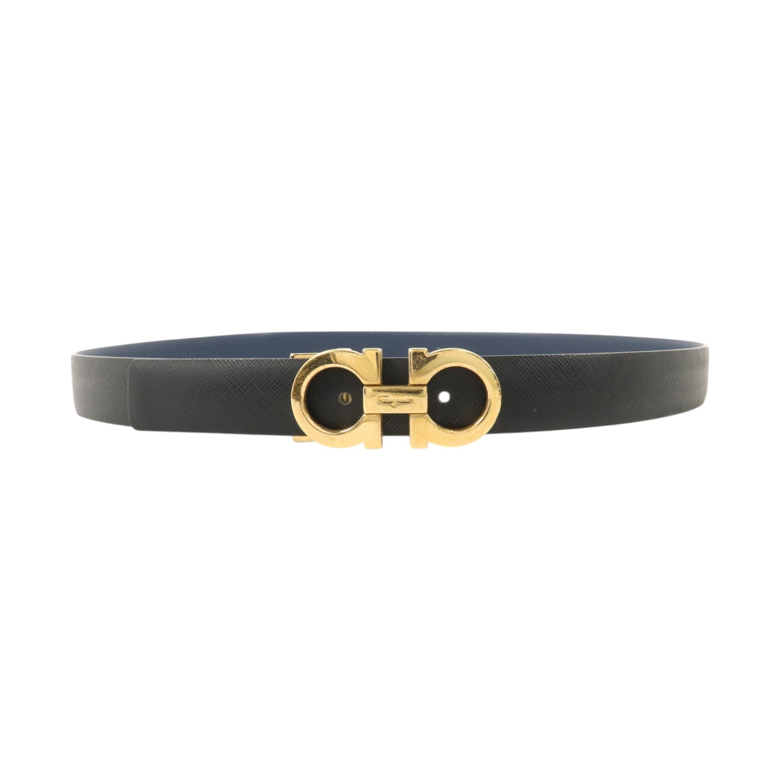 Salvatore Ferragamo Saffiano皮革Ferragamo Reversible Belt 80cm金扣皮帶