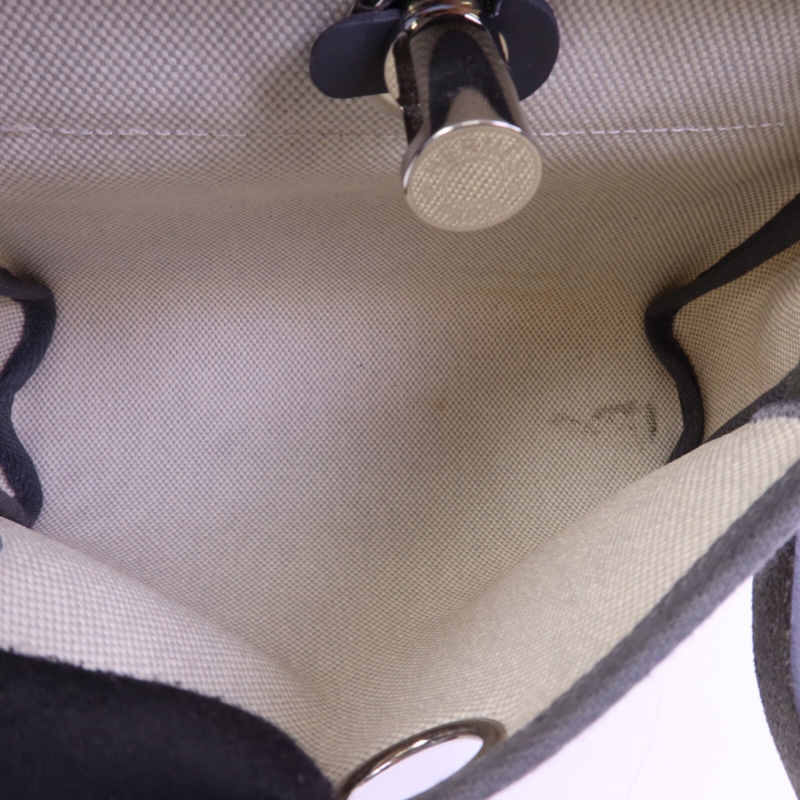HERMES 帆布Mini Herbag銀扣肩背袋Ardoise