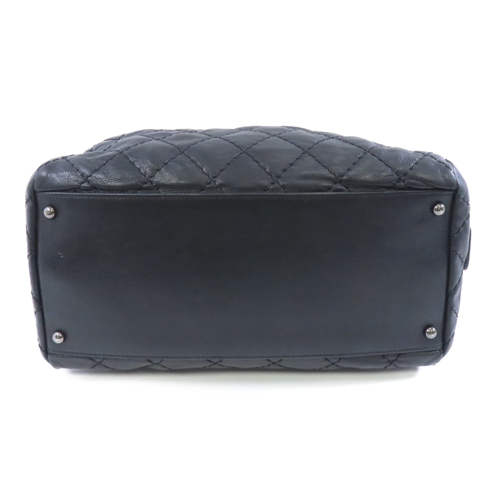 CHANEL 菱格牛皮皮革Chain Shoulder Bag銀扣鏈帶肩背袋黑色
