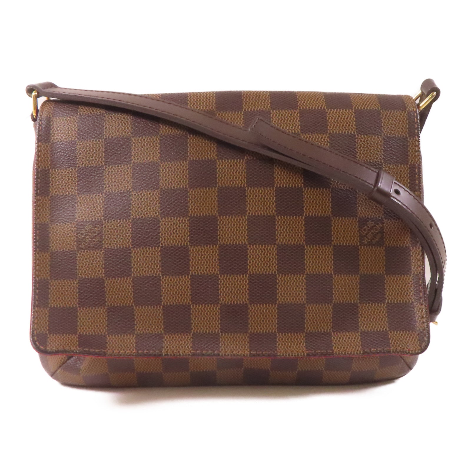 LOUIS VUITTON Damier Musette Tango金扣肩背袋棕色