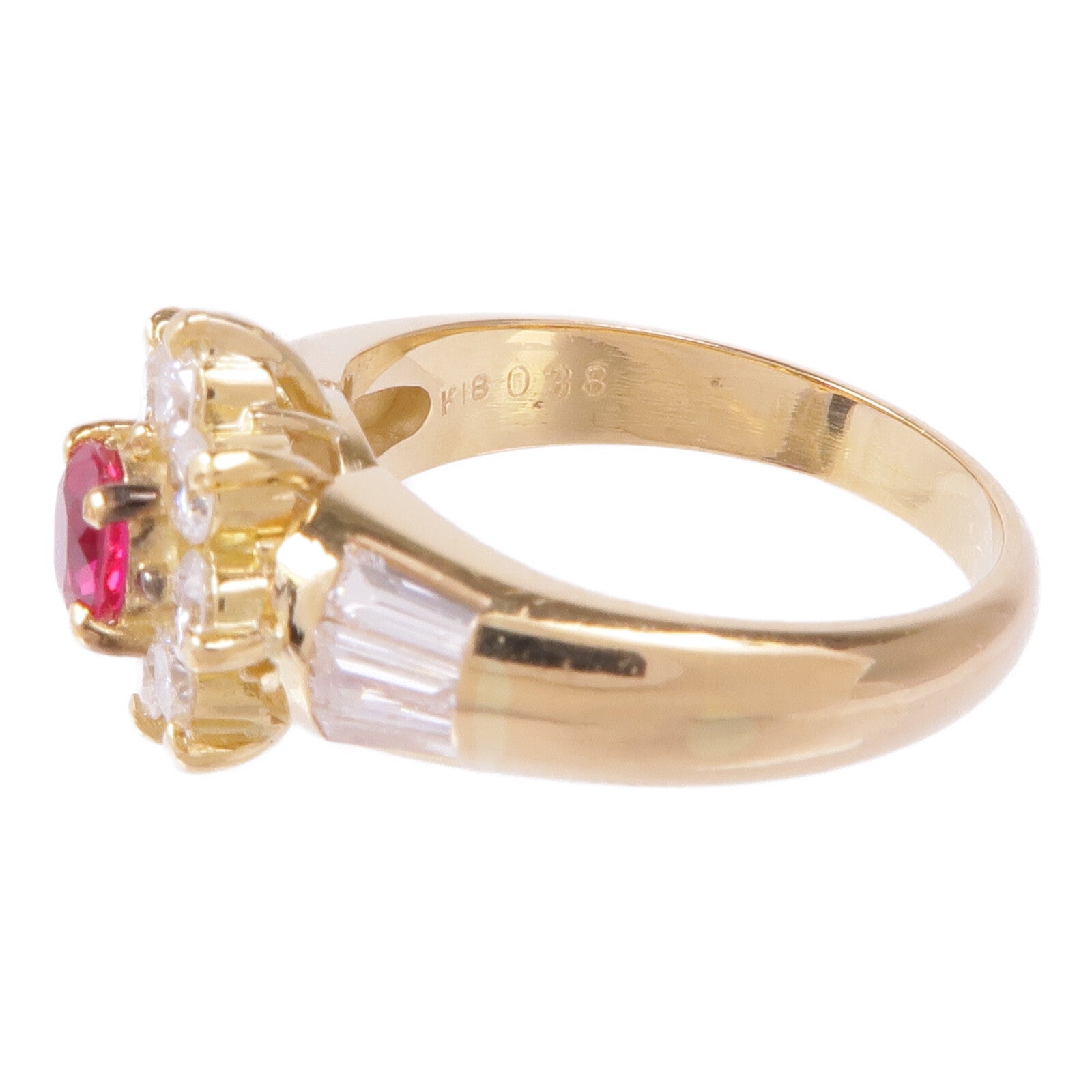 JEWELRY 18K黃金Ruby Diamond Ring紅寶石/鑽石戒指US#6