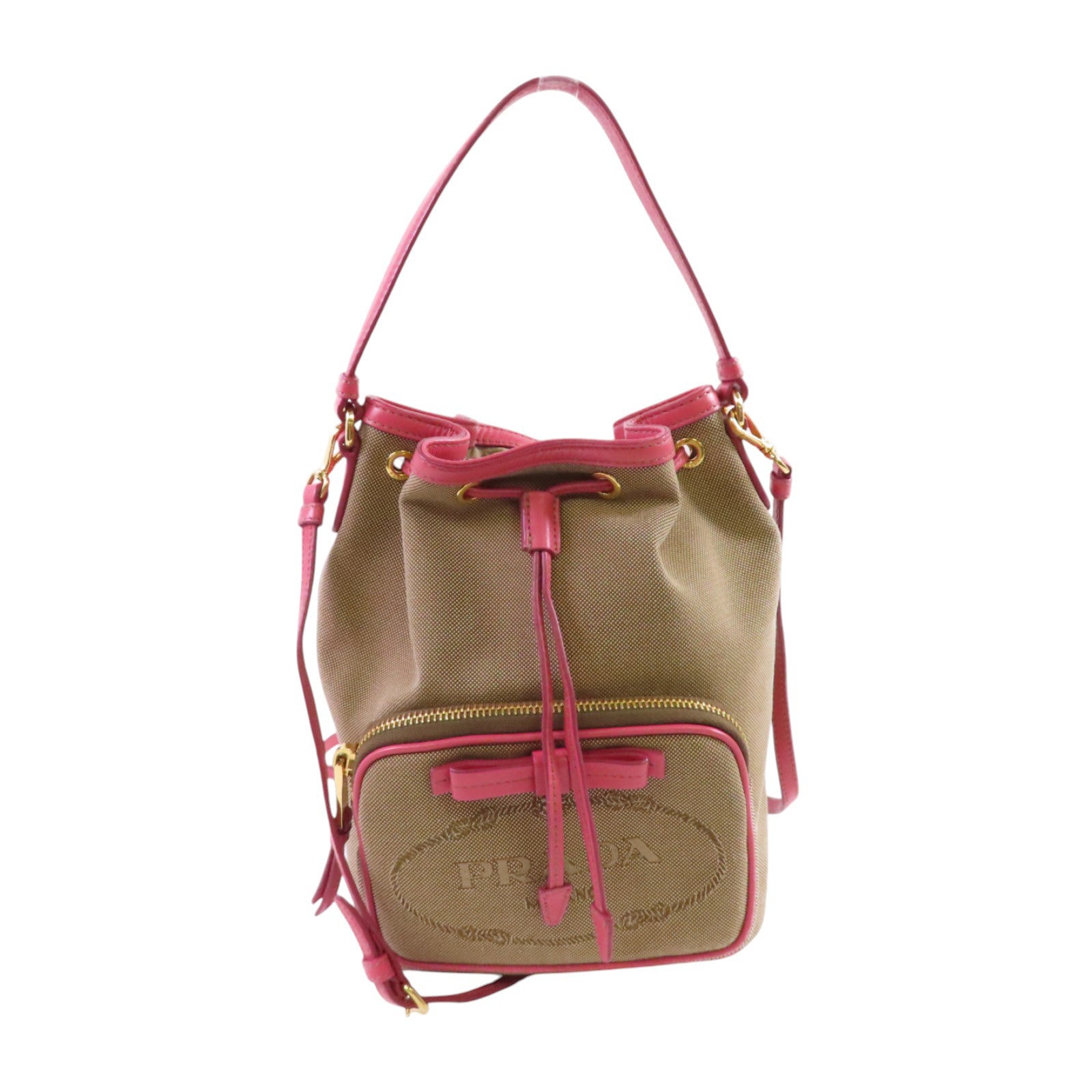 PRADA 帆布Mini Bucket 2Way Shoulder Bag手挽肩背兩用袋