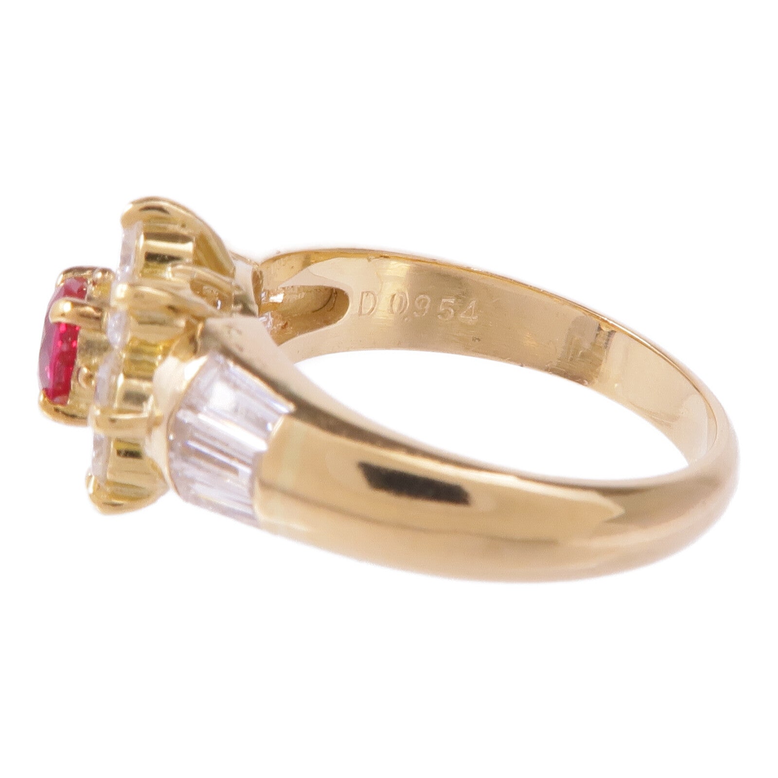 JEWELRY 18K黃金Ruby Diamond Ring紅寶石/鑽石戒指US#6