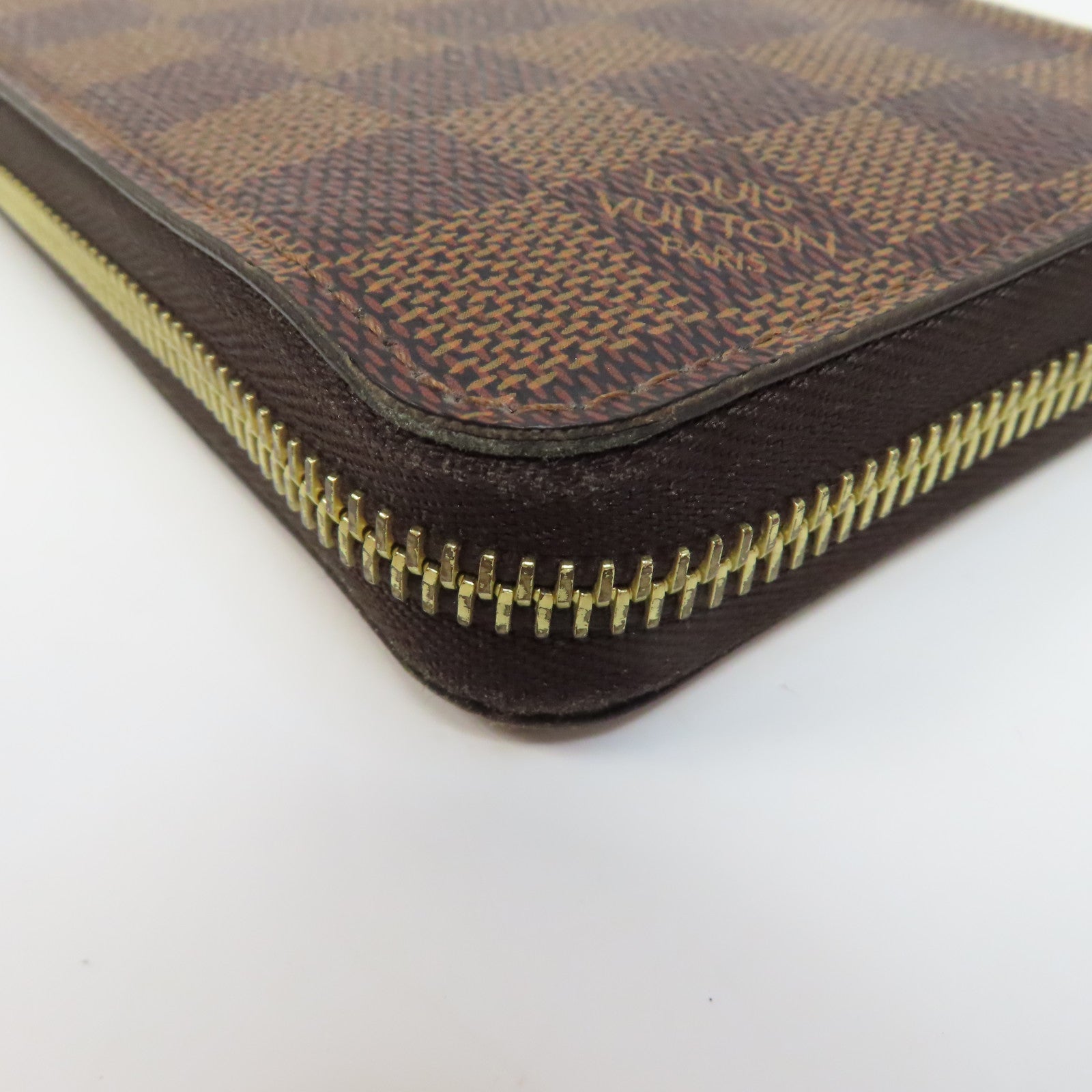 LOUIS VUITTON Damier Zipper Wallet金扣長錢包啡色