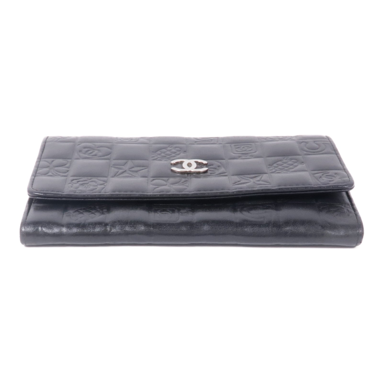 CHANEL 牛皮皮革Vintage Long Wallet銀扣長錢包